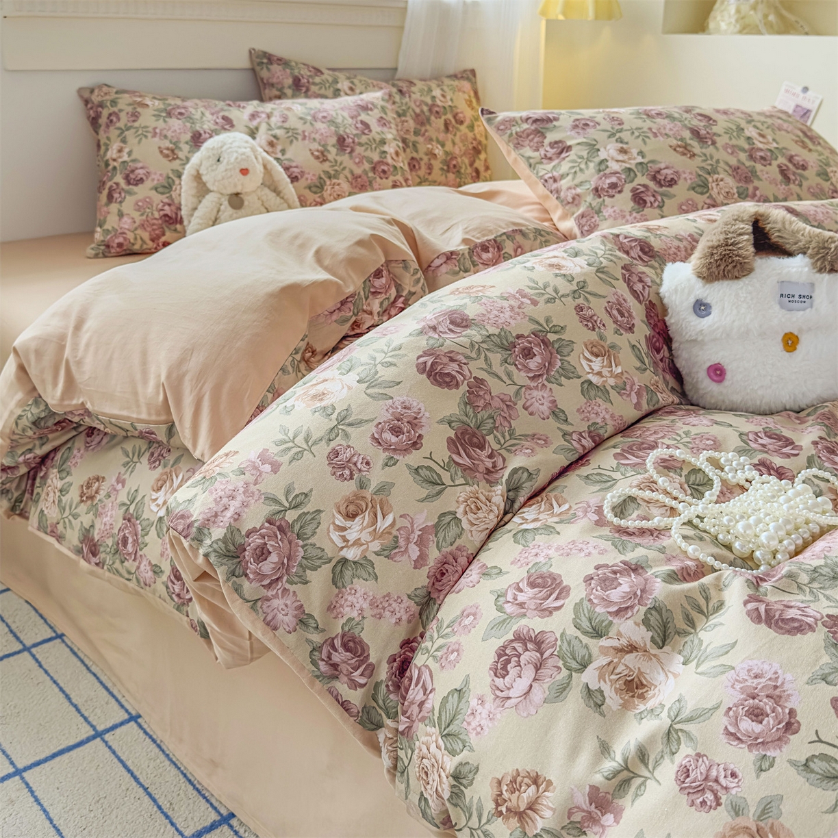 91家纺网 家纺一手货源 找家纺 恒爱家纺2025新款A类全棉印花四件套 暖梦旧歌