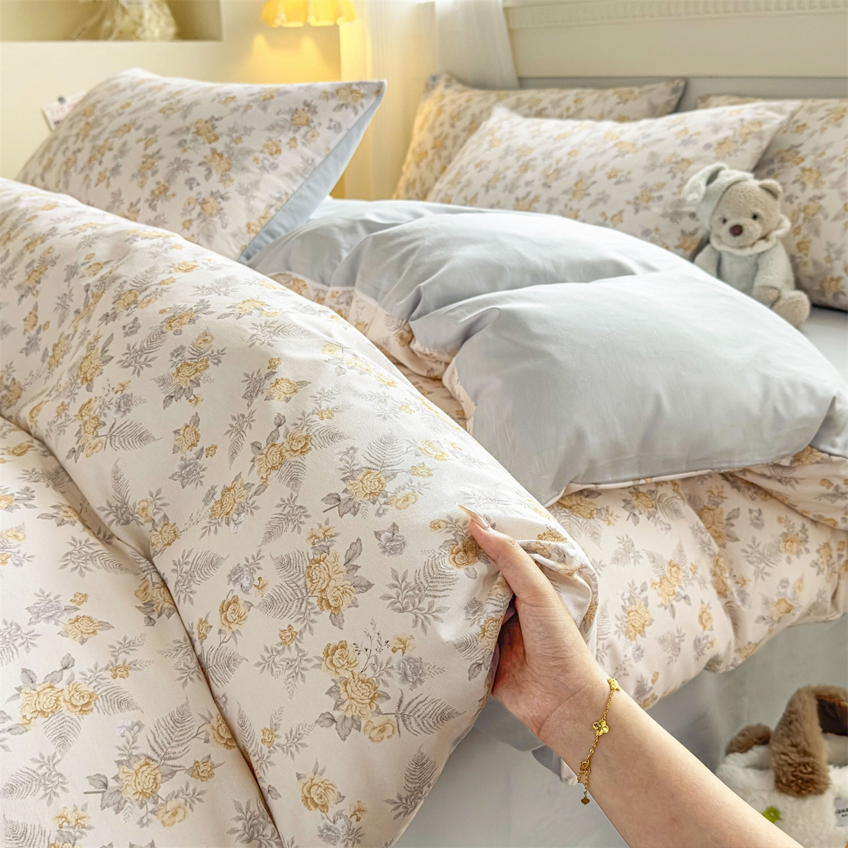 91家纺网 家纺一手货源 找家纺 恒爱家纺2025新款A类全棉印花四件套 情若相惜