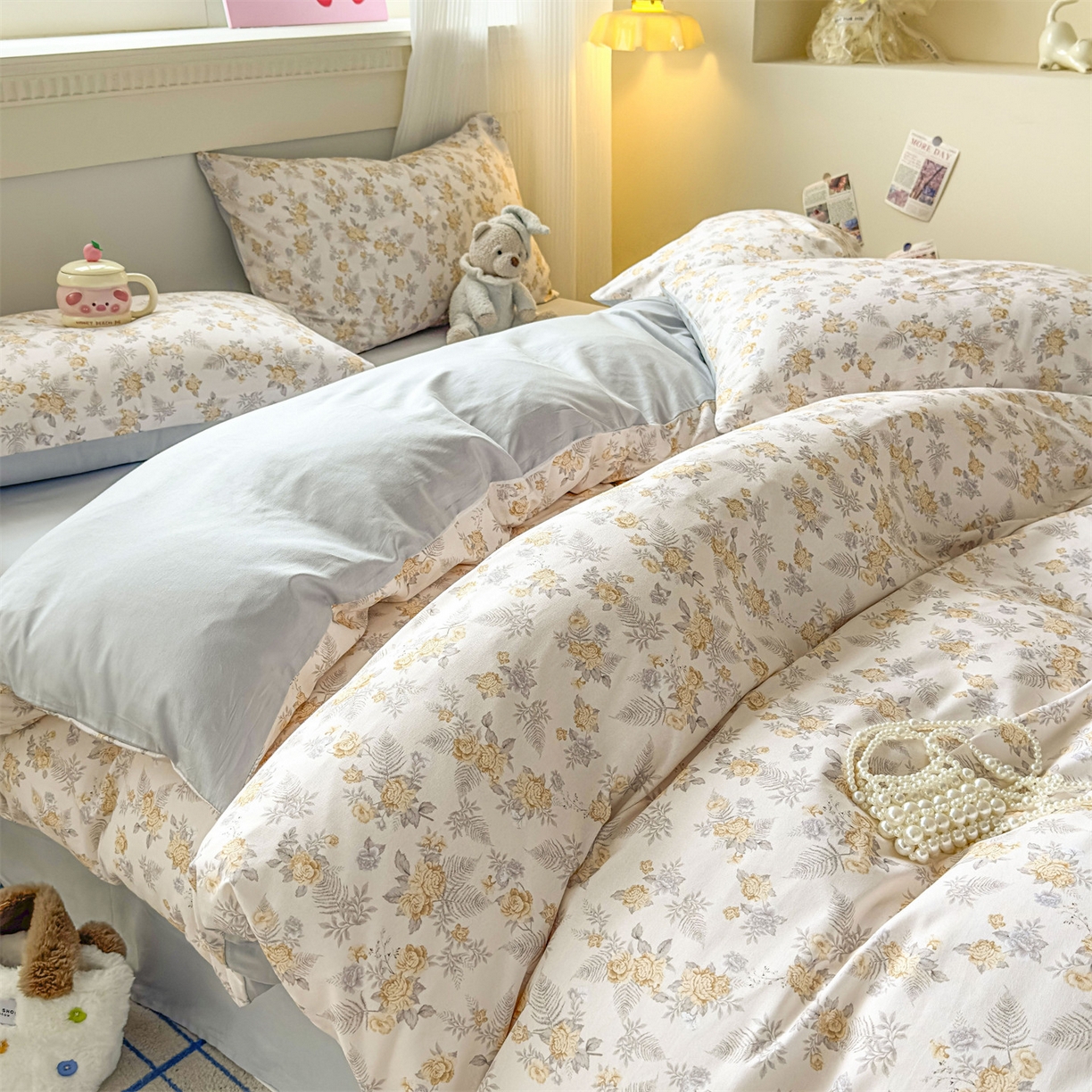 91家纺网 家纺一手货源 找家纺 恒爱家纺2025新款A类全棉印花四件套 情若相惜