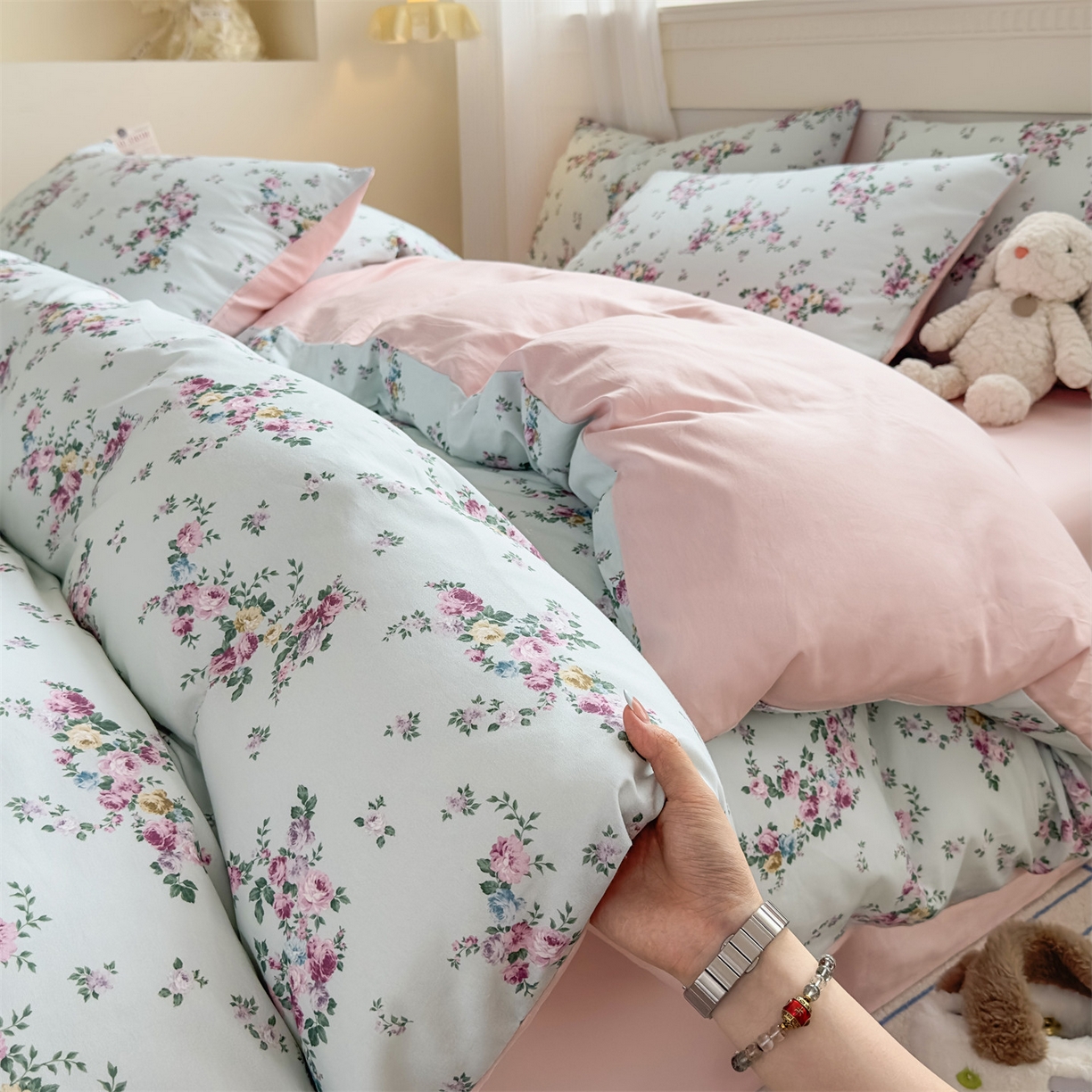 91家纺网 家纺一手货源 找家纺 恒爱家纺2025新款A类全棉印花四件套 若初