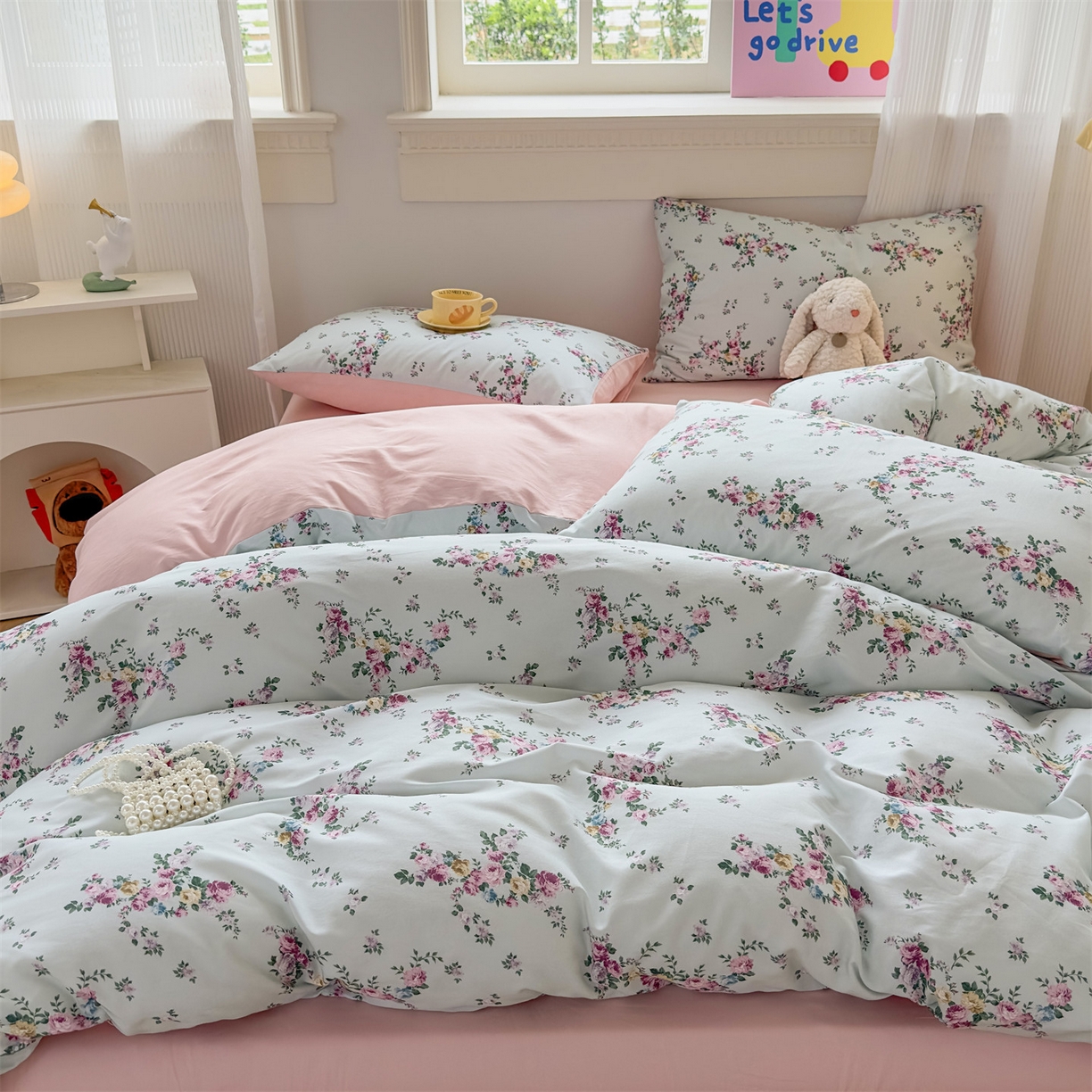 91家纺网 家纺一手货源 找家纺 恒爱家纺2025新款A类全棉印花四件套 若初