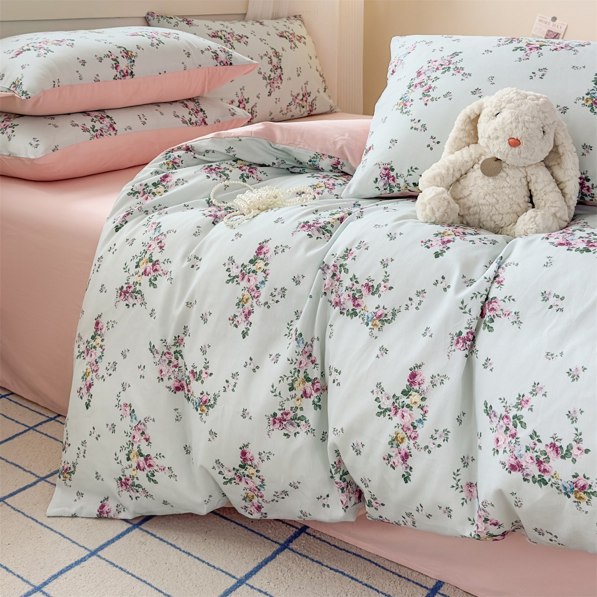 91家纺网 家纺一手货源 找家纺 恒爱家纺2025新款A类全棉印花四件套 若初