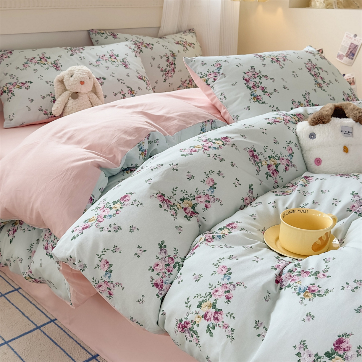 91家纺网 家纺一手货源 找家纺 恒爱家纺2025新款A类全棉印花四件套 若初