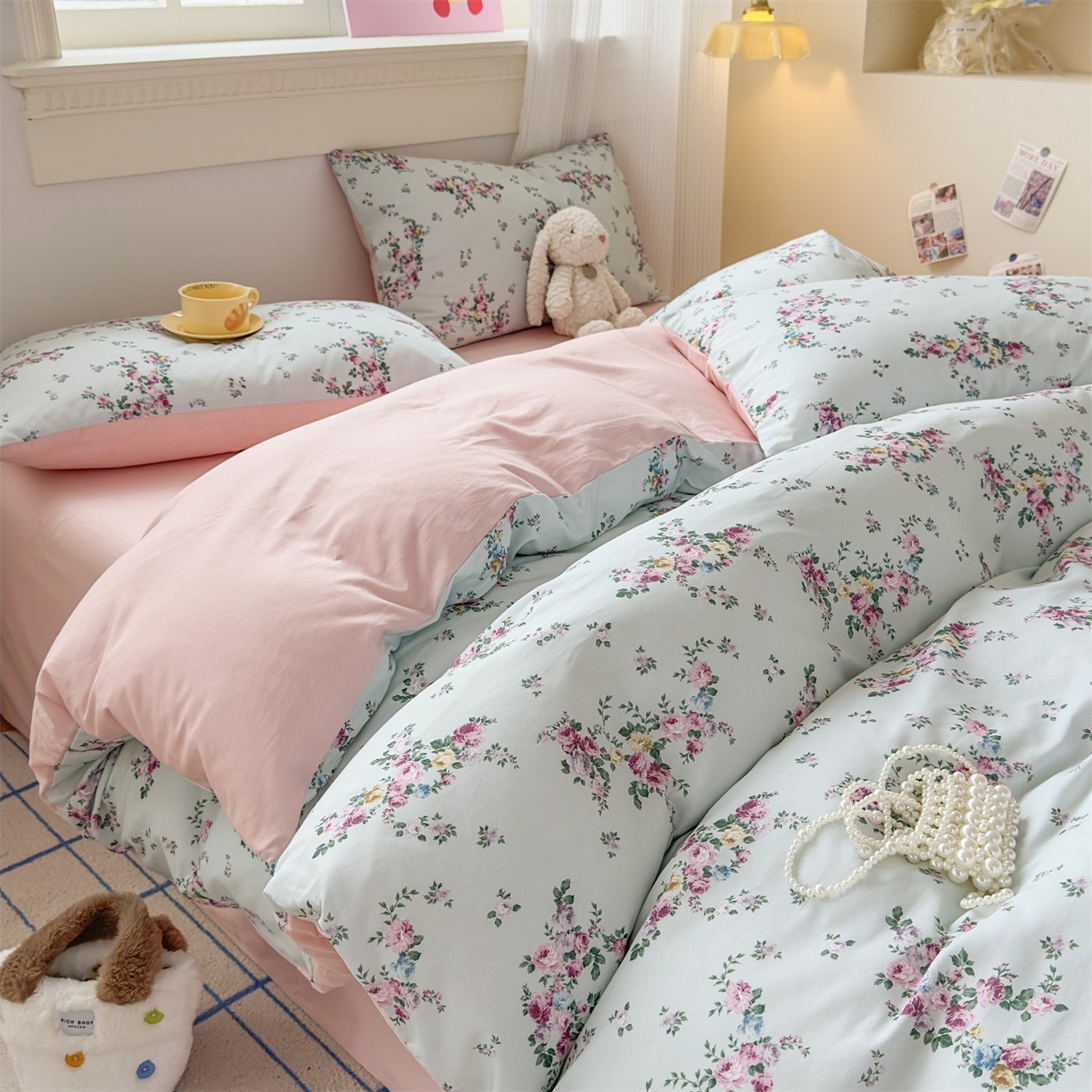 91家纺网 家纺一手货源 找家纺 恒爱家纺2025新款A类全棉印花四件套 若初