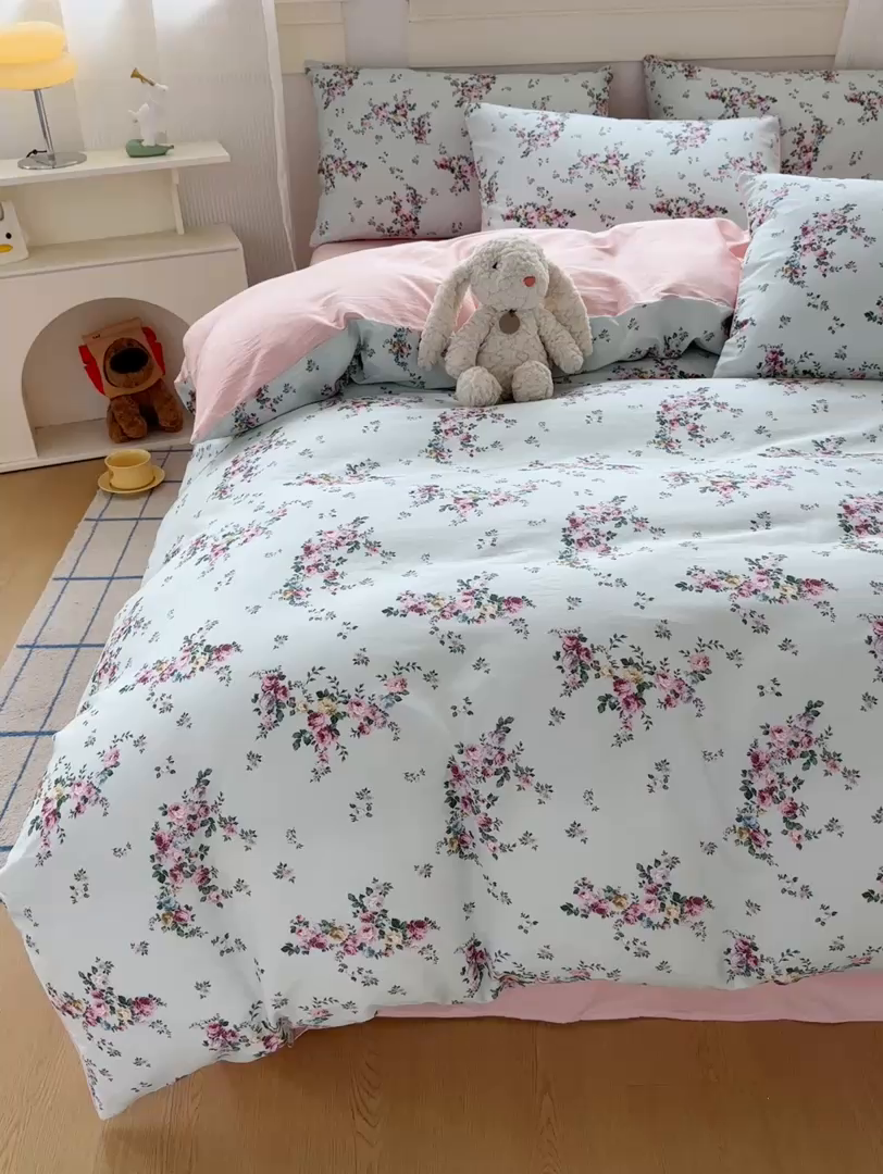 91家纺网 家纺一手货源 找家纺 恒爱家纺2025新款A类全棉印花四件套 若初