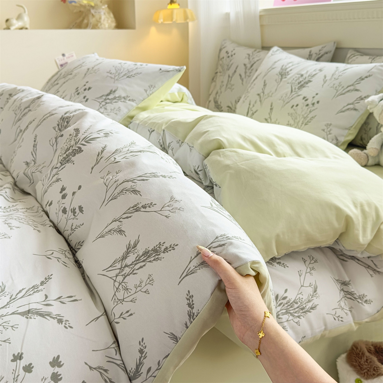 91家纺网 家纺一手货源 找家纺 恒爱家纺2025新款A类全棉印花四件套 一恋初见