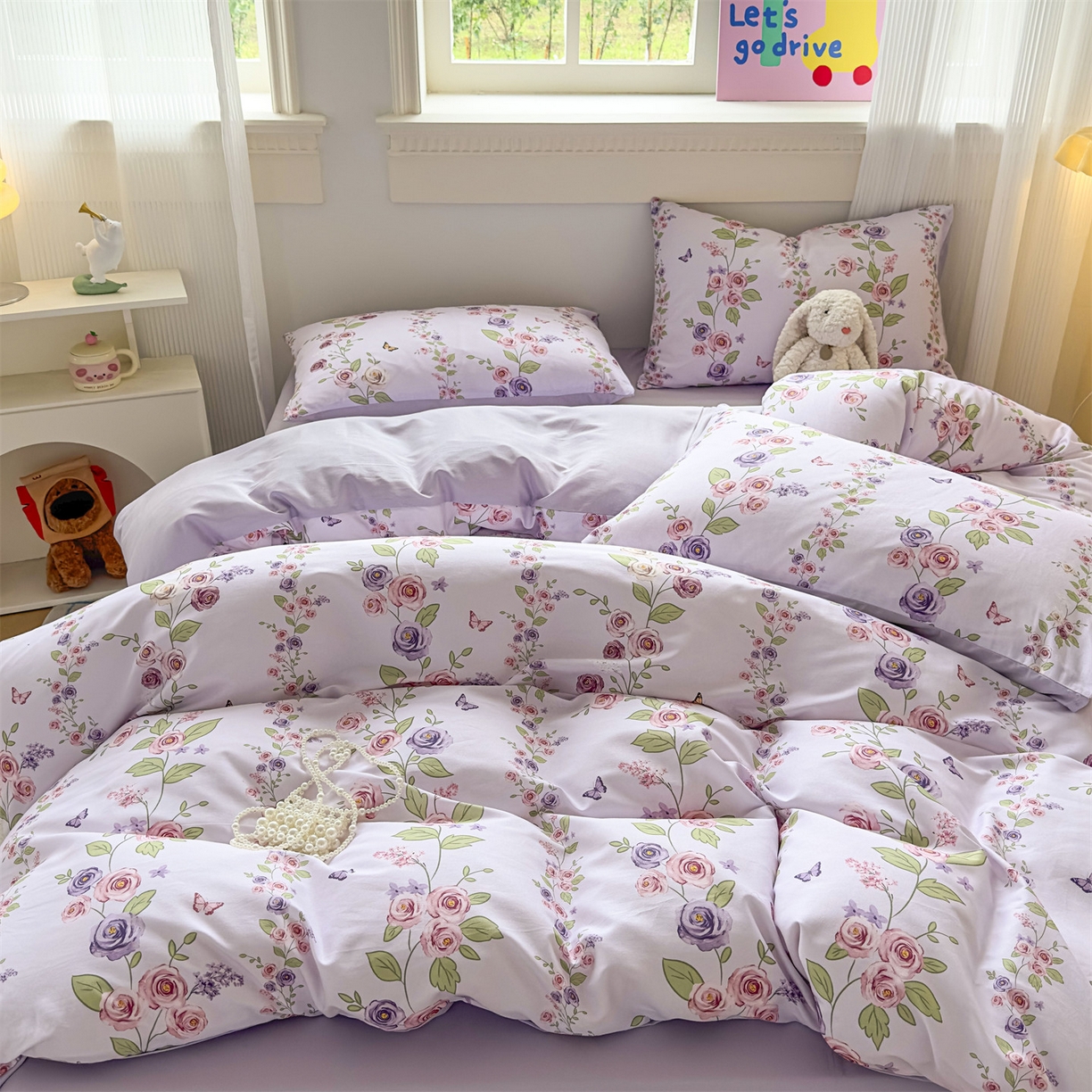 91家纺网 家纺一手货源 找家纺 恒爱家纺2025新款A类全棉印花四件套 意眠