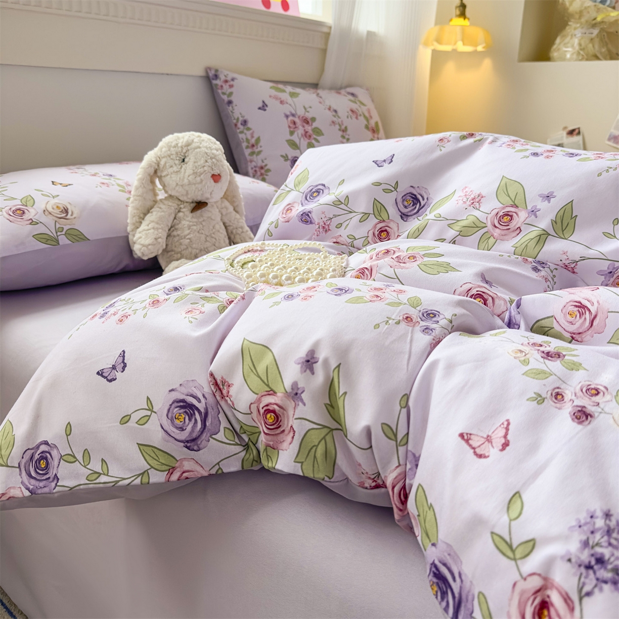 91家纺网 家纺一手货源 找家纺 恒爱家纺2025新款A类全棉印花四件套 意眠