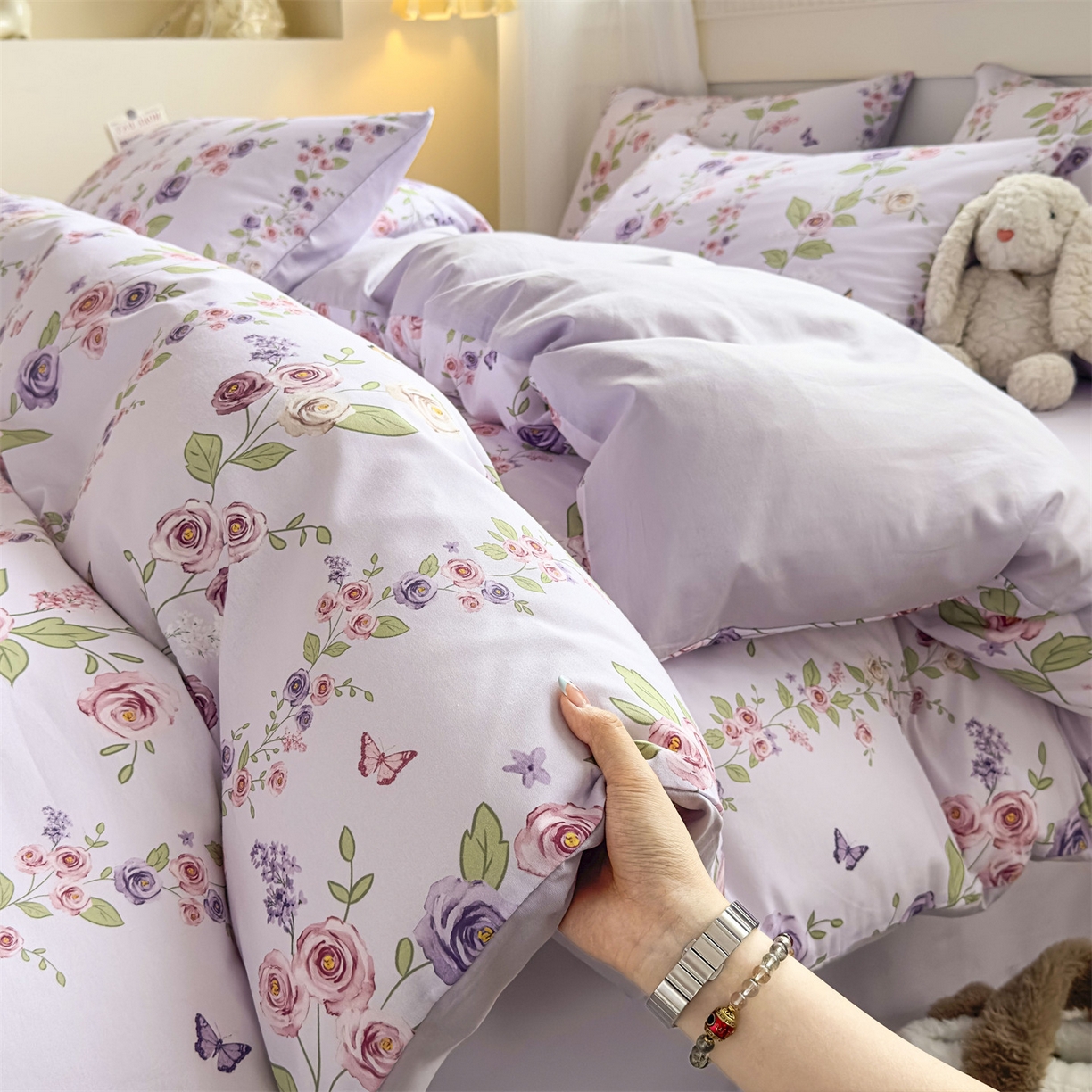 91家纺网 家纺一手货源 找家纺 恒爱家纺2025新款A类全棉印花四件套 意眠