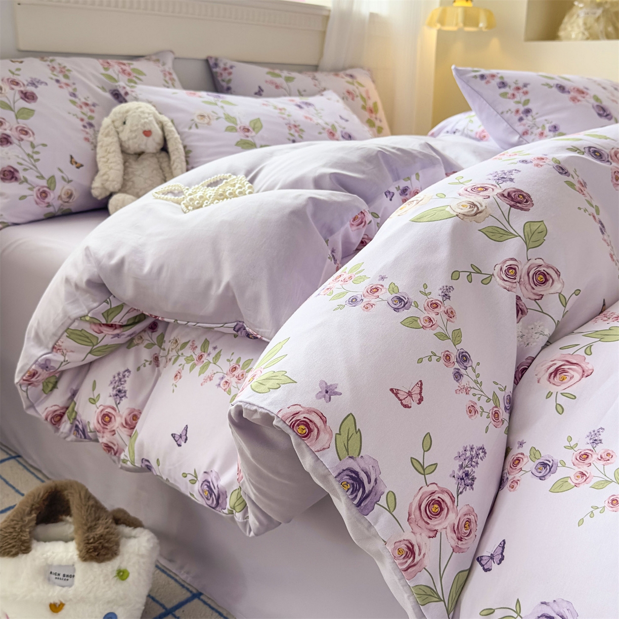 91家纺网 家纺一手货源 找家纺 恒爱家纺2025新款A类全棉印花四件套 意眠