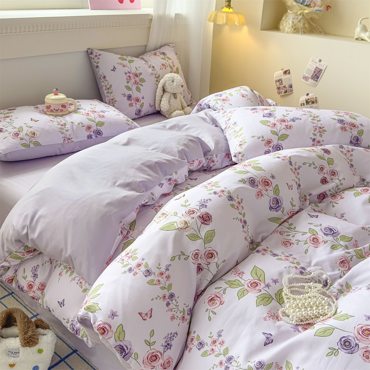 91家纺网 家纺一手货源 找家纺 恒爱家纺2025新款A类全棉印花四件套 意眠