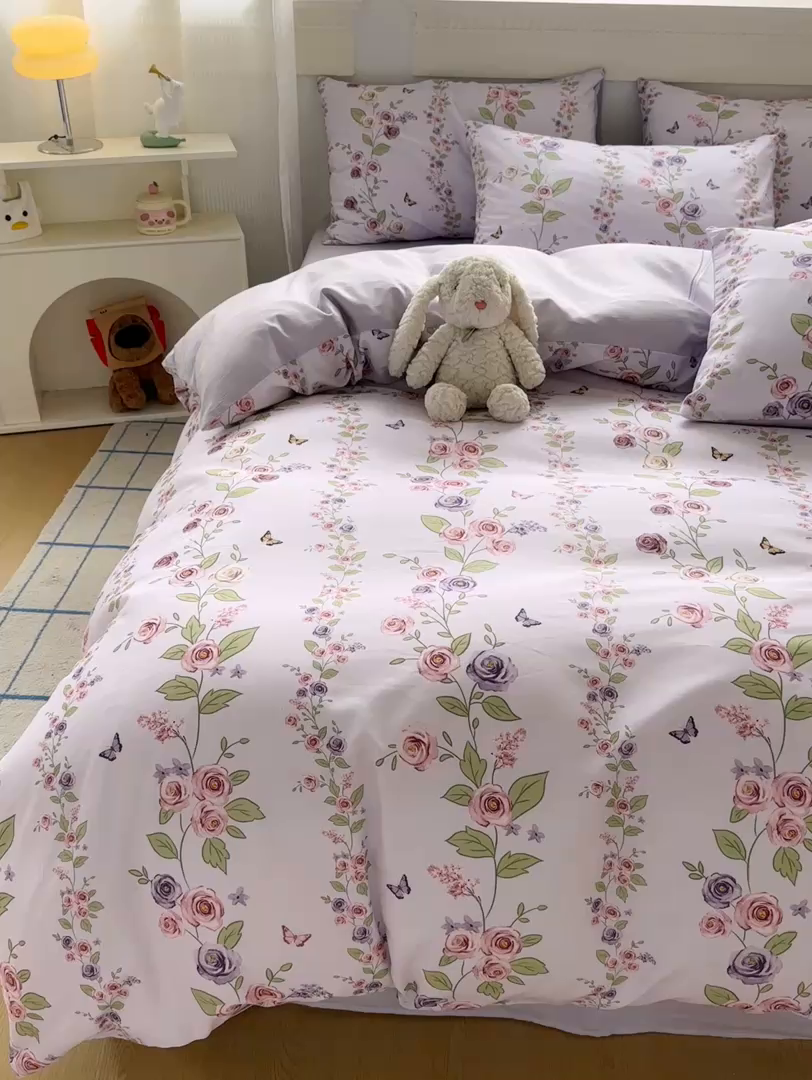 91家纺网 家纺一手货源 找家纺 恒爱家纺2025新款A类全棉印花四件套 意眠