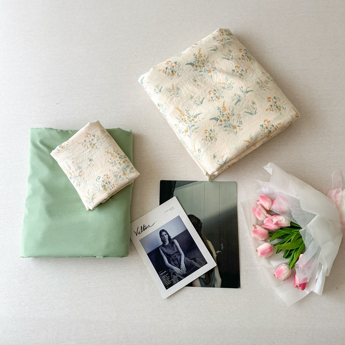 91家纺网 家纺一手货源 找家纺 贝扬思家纺 2025新款糯叽叽水洗棉简单款四件套 飘零