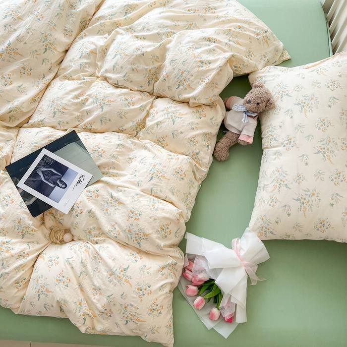 贝扬思家纺 2025新款糯叽叽水洗棉简单款四件套 飘零