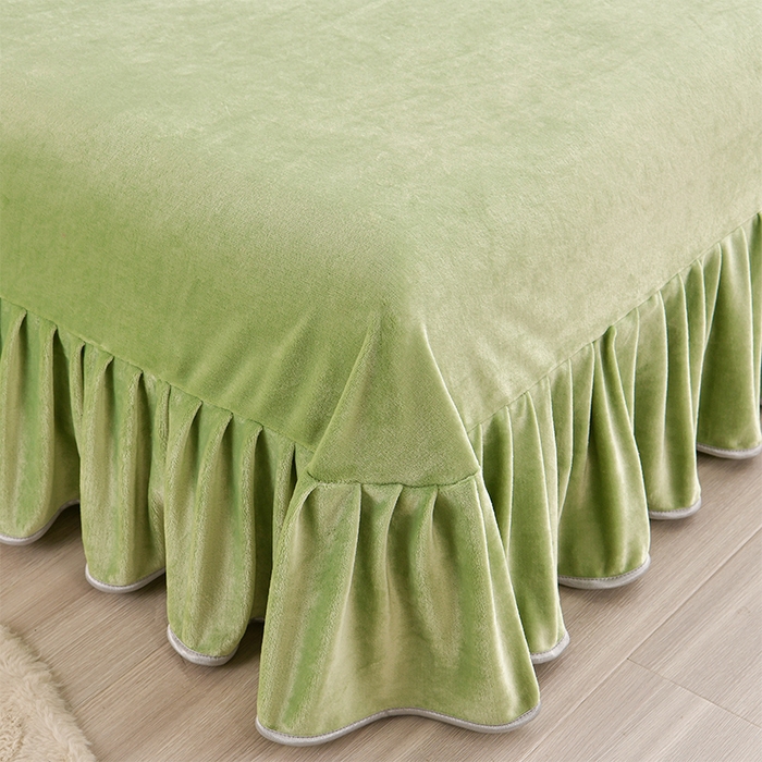 91家纺网 家纺一手货源 找家纺 缘莉娜家纺 2025高克重8斤牛奶绒四件套金貂绒法莱绒加厚保暖直播电商爆款 苹果绿