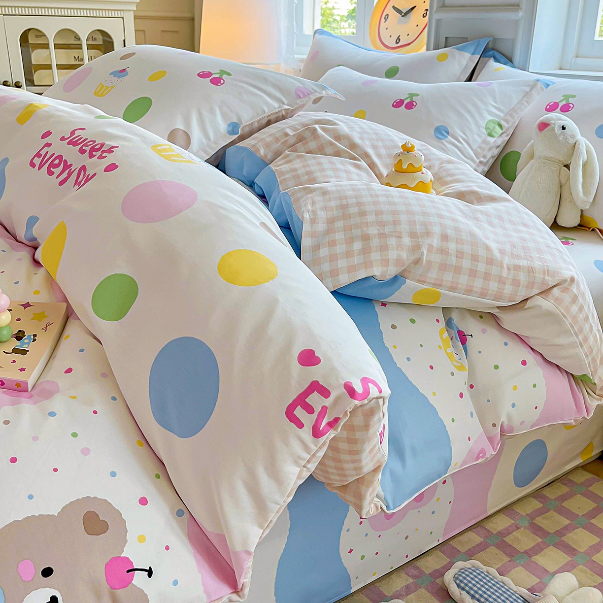 禧安居 2025新款高支高密活性印染全棉印花四件套全棉四件套三件套被套（支持定制尺寸） 彩萌伙伴