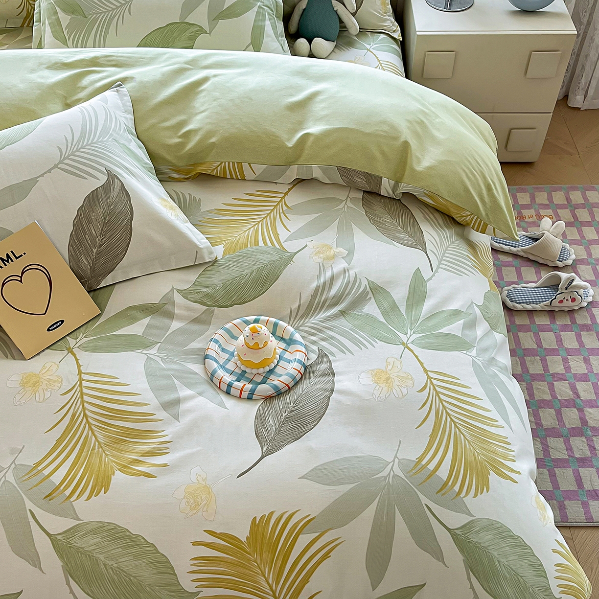 91家纺网 家纺一手货源 找家纺 禧安居 2025新款高支高密活性印染全棉印花四件套全棉四件套三件套被套（支持定制尺寸） 枫叶