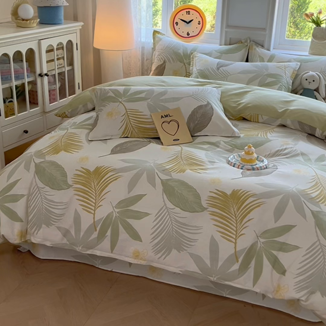 91家纺网 家纺一手货源 找家纺 禧安居 2025新款高支高密活性印染全棉印花四件套全棉四件套三件套被套（支持定制尺寸） 枫叶