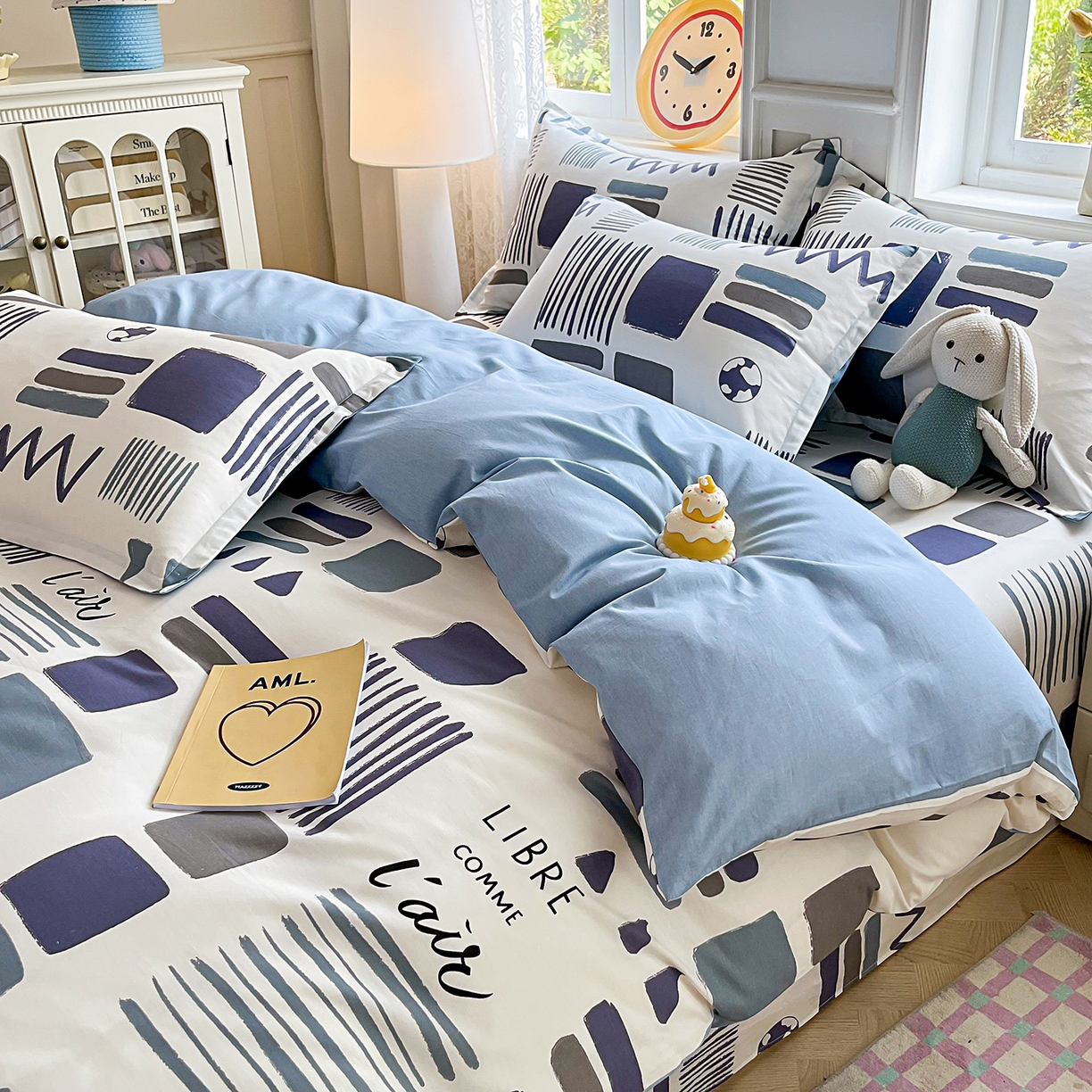 91家纺网 家纺一手货源 找家纺 禧安居 2025新款高支高密活性印染全棉印花四件套全棉四件套三件套被套（支持定制尺寸） 海盐薄荷