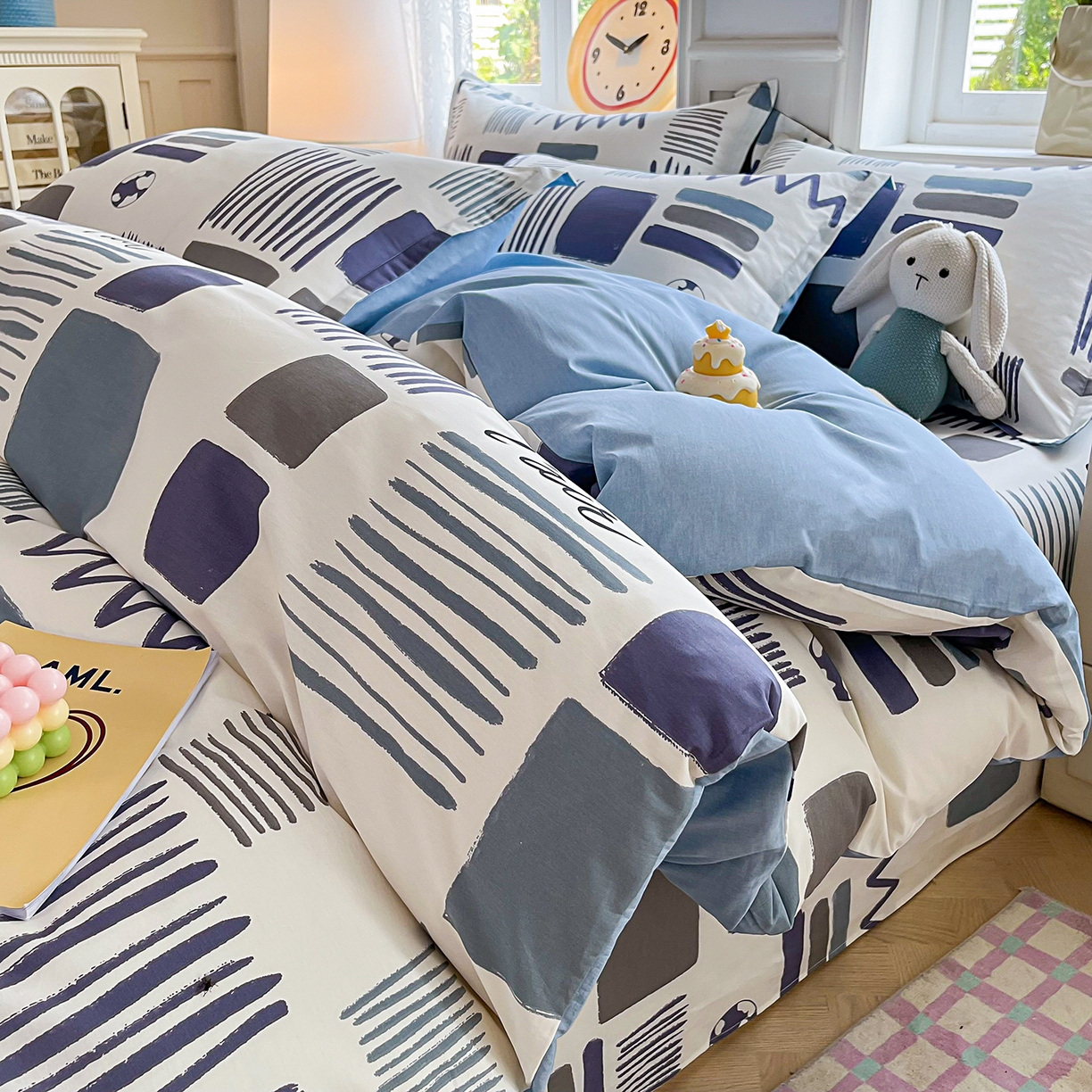 91家纺网 家纺一手货源 找家纺 禧安居 2025新款高支高密活性印染全棉印花四件套全棉四件套三件套被套（支持定制尺寸） 海盐薄荷