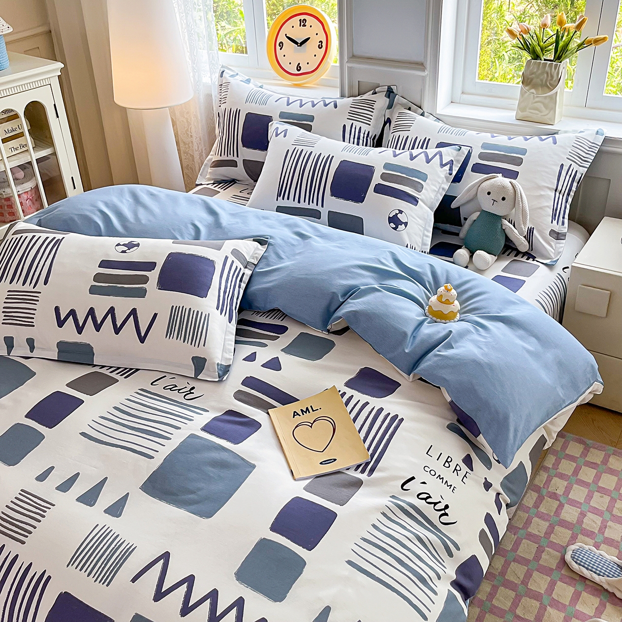 91家纺网 家纺一手货源 找家纺 禧安居 2025新款高支高密活性印染全棉印花四件套全棉四件套三件套被套（支持定制尺寸） 海盐薄荷