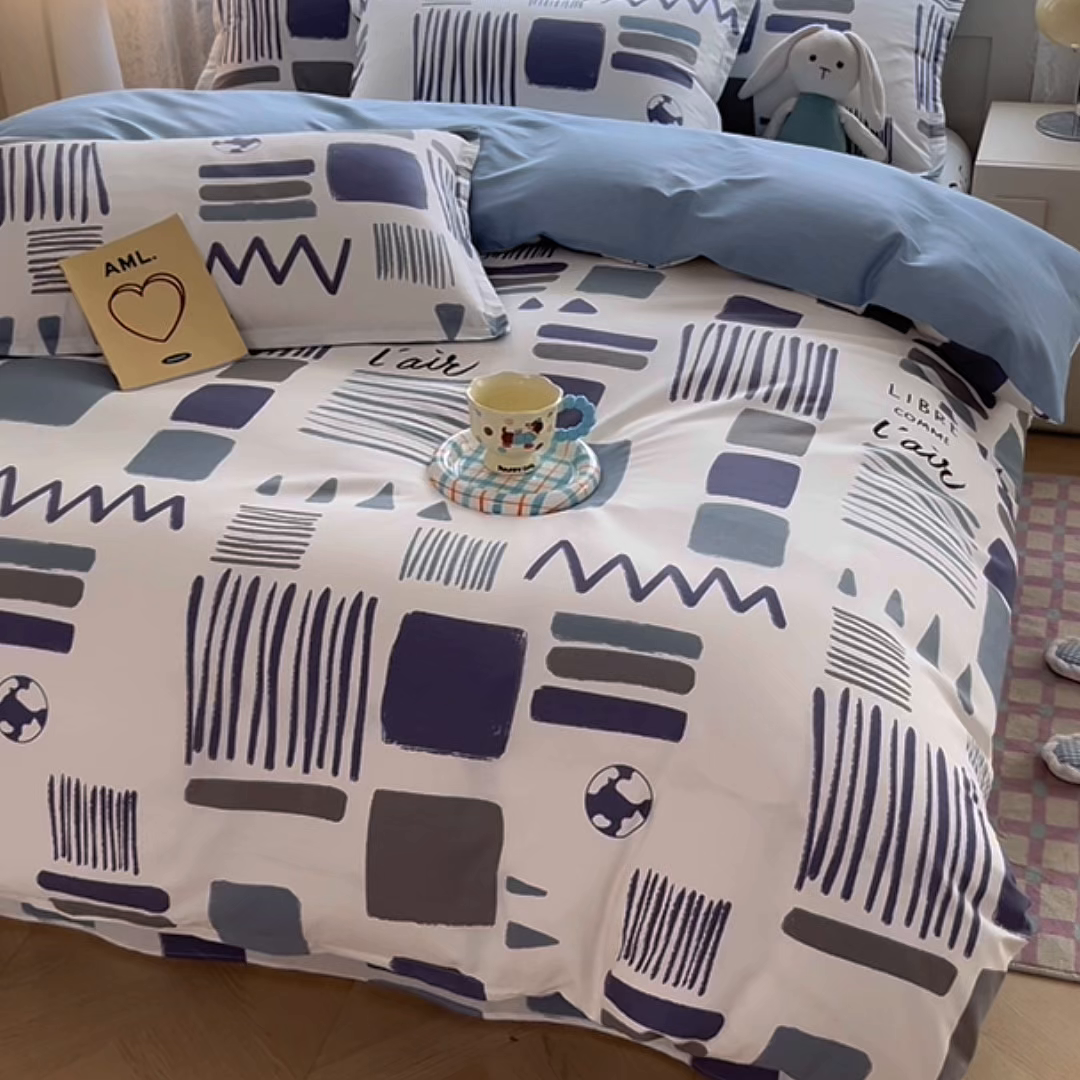 91家纺网 家纺一手货源 找家纺 禧安居 2025新款高支高密活性印染全棉印花四件套全棉四件套三件套被套（支持定制尺寸） 海盐薄荷