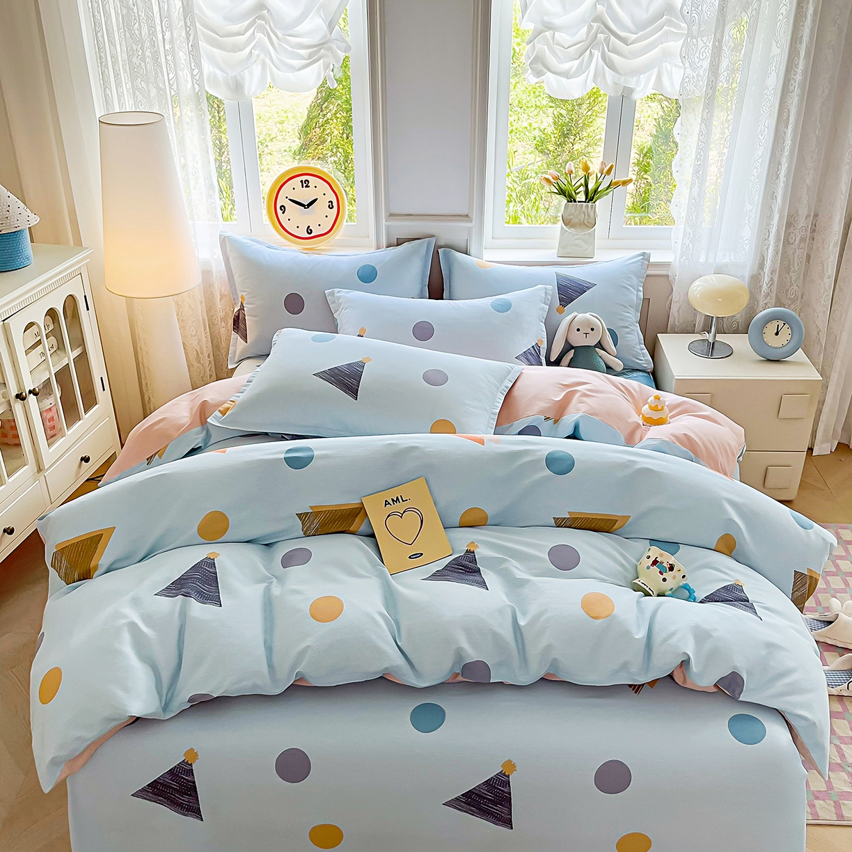 91家纺网 家纺一手货源 找家纺 禧安居 2025新款高支高密活性印染全棉印花四件套全棉四件套三件套被套（支持定制尺寸） 快乐周末