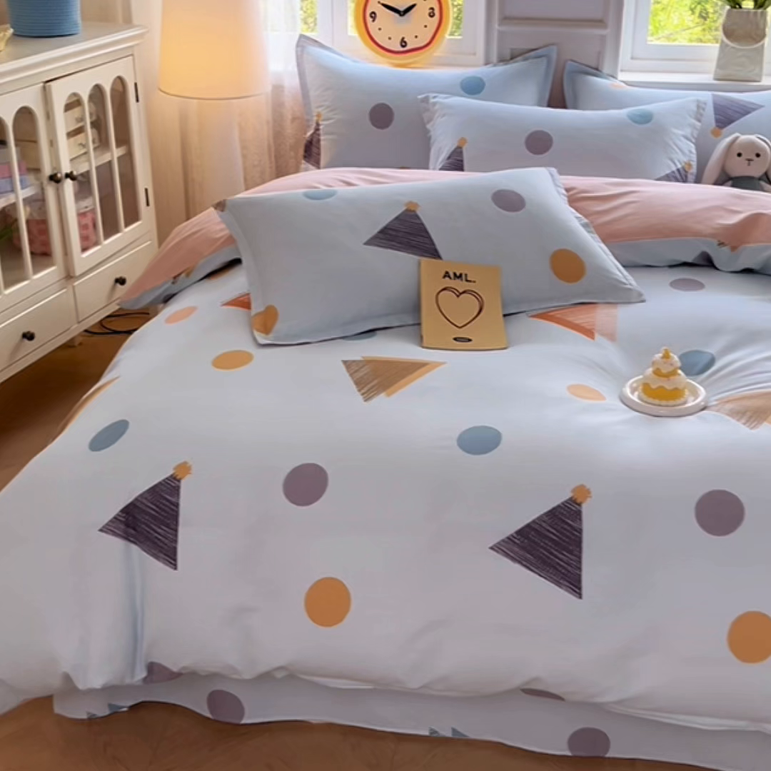 91家纺网 家纺一手货源 找家纺 禧安居 2025新款高支高密活性印染全棉印花四件套全棉四件套三件套被套（支持定制尺寸） 快乐周末