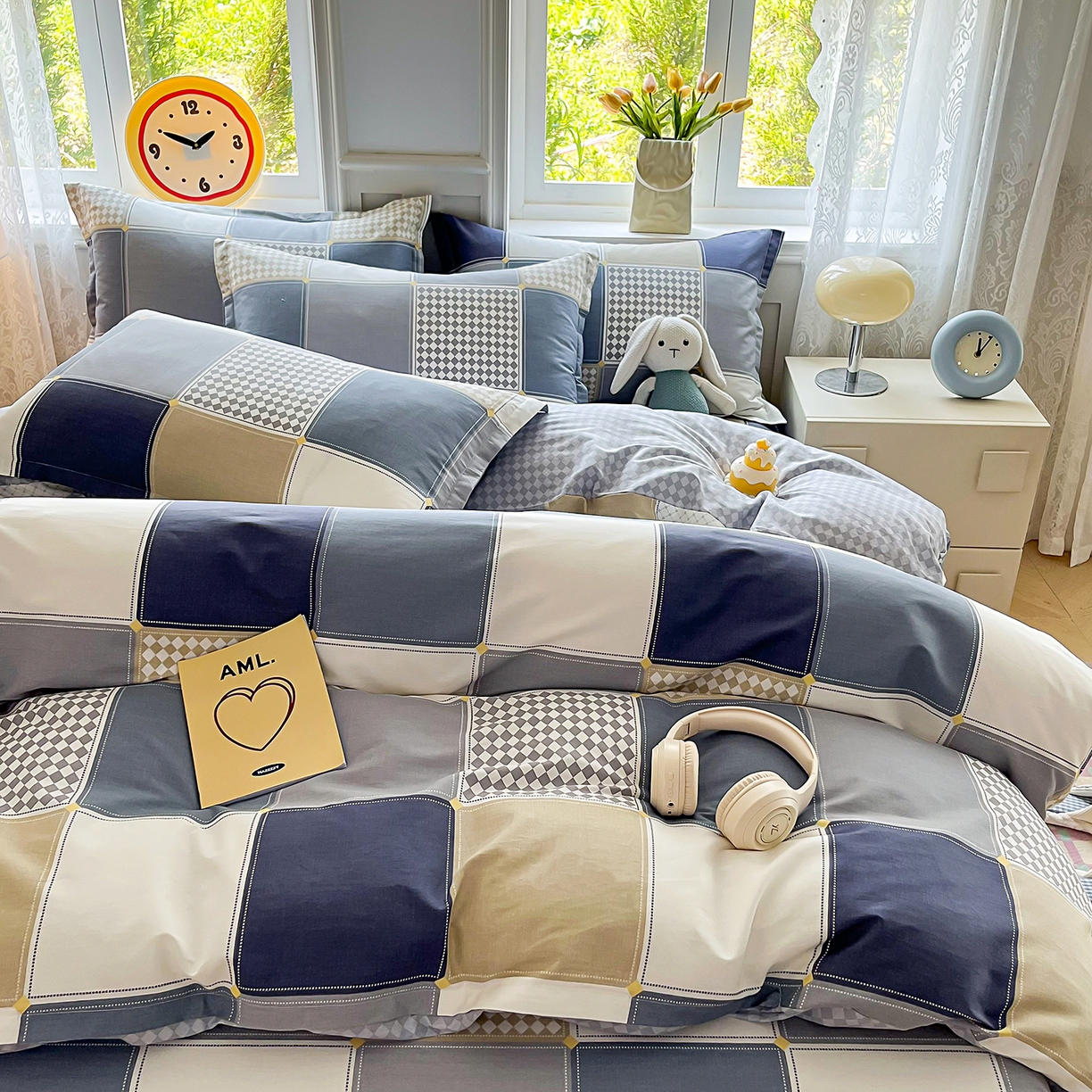 91家纺网 家纺一手货源 找家纺 禧安居 2025新款高支高密活性印染全棉印花四件套全棉四件套三件套被套（支持定制尺寸） 蓝色垦丁