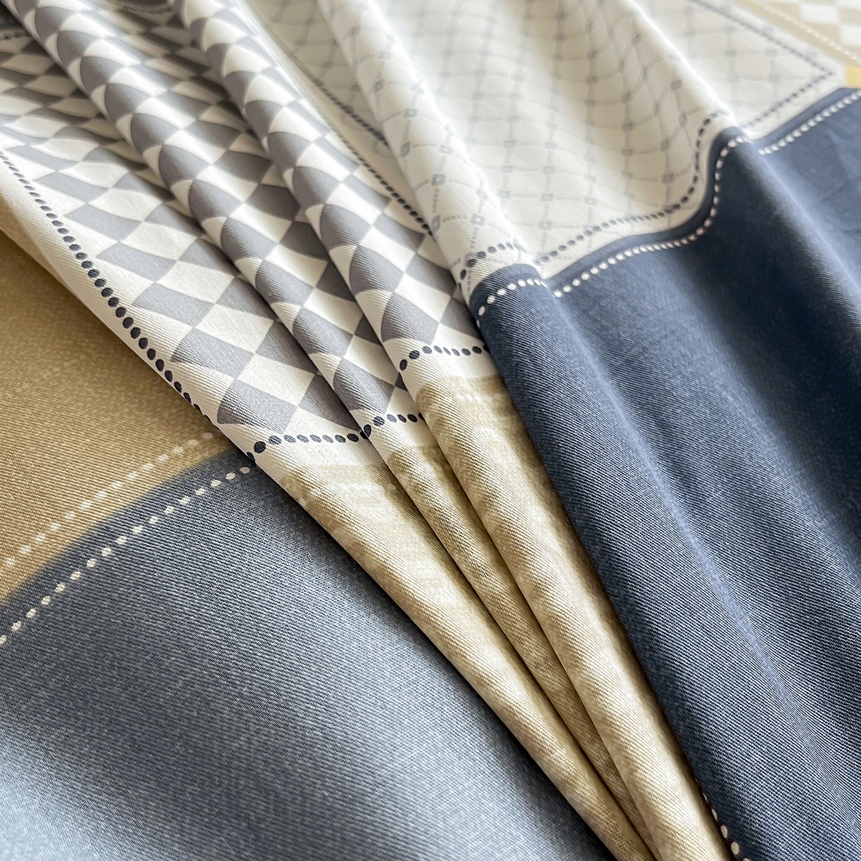 91家纺网 家纺一手货源 找家纺 禧安居 2025新款高支高密活性印染全棉印花四件套全棉四件套三件套被套（支持定制尺寸） 蓝色垦丁