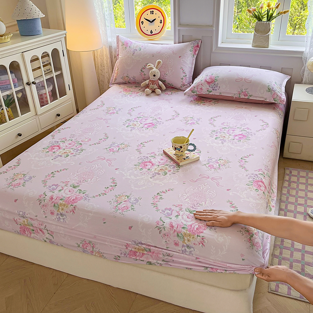 91家纺网 家纺一手货源 找家纺 禧安居 2025新款高支高密活性印染全棉印花四件套全棉四件套三件套被套（支持定制尺寸） 绿茵庭院