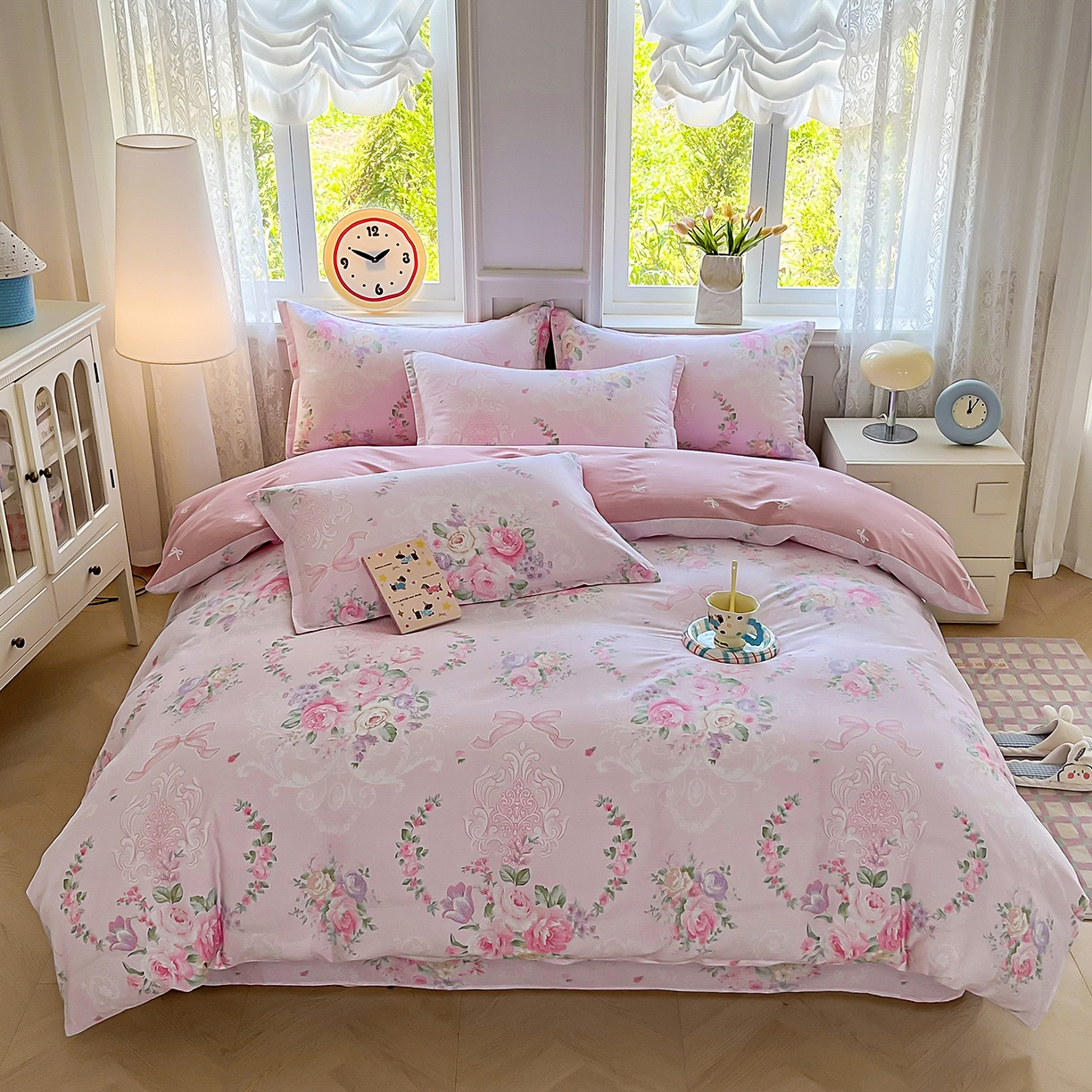 91家纺网 家纺一手货源 找家纺 禧安居 2025新款高支高密活性印染全棉印花四件套全棉四件套三件套被套（支持定制尺寸） 绿茵庭院