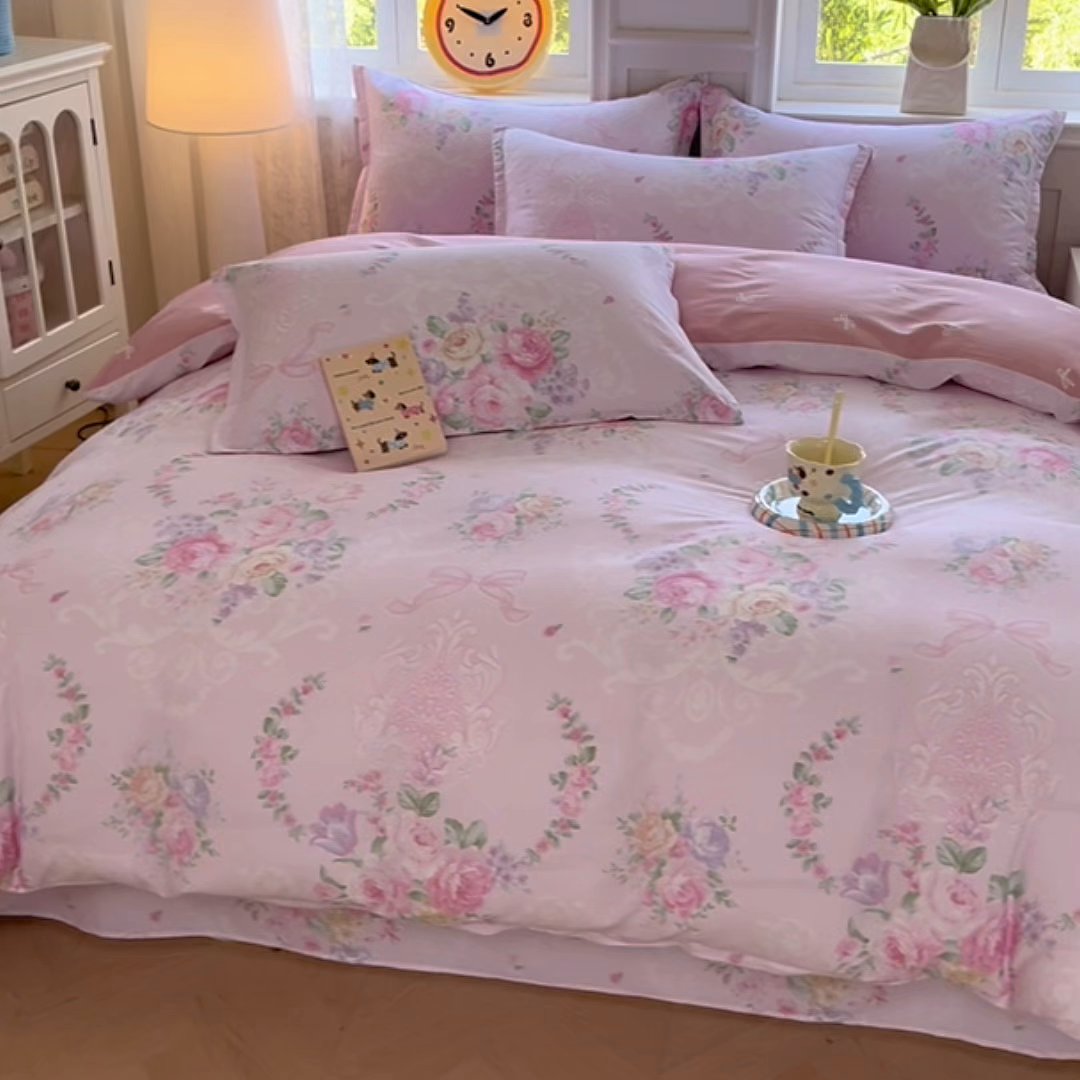 91家纺网 家纺一手货源 找家纺 禧安居 2025新款高支高密活性印染全棉印花四件套全棉四件套三件套被套（支持定制尺寸） 绿茵庭院