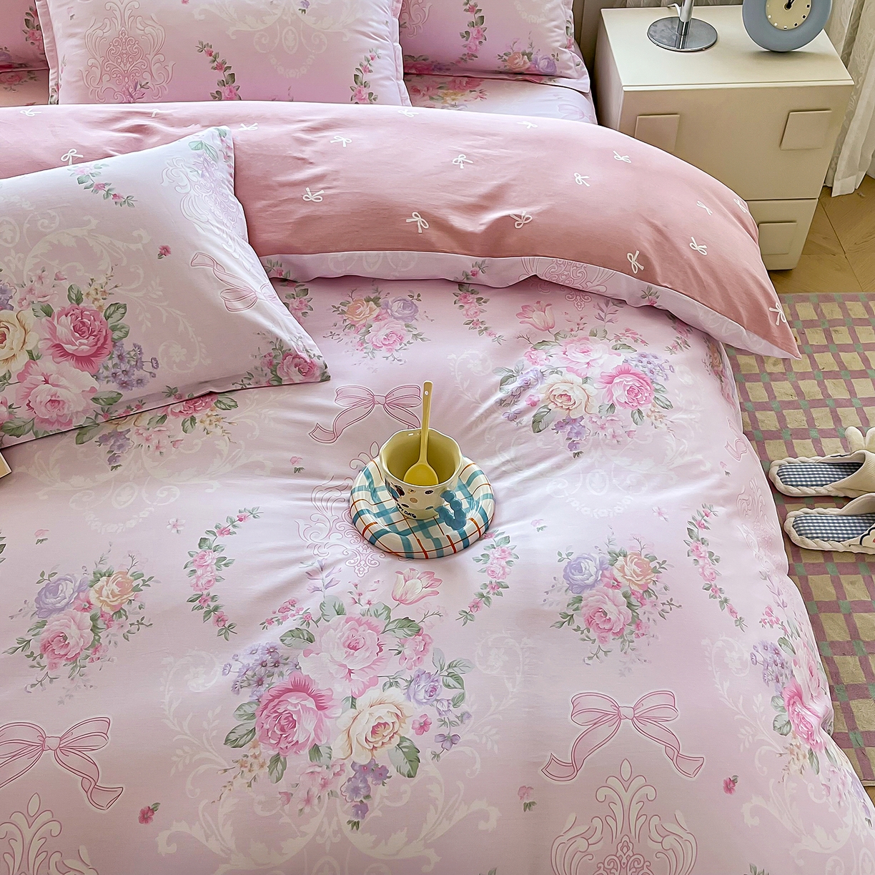 91家纺网 家纺一手货源 找家纺 禧安居 2025新款高支高密活性印染全棉印花四件套全棉四件套三件套被套（支持定制尺寸） 绿茵庭院