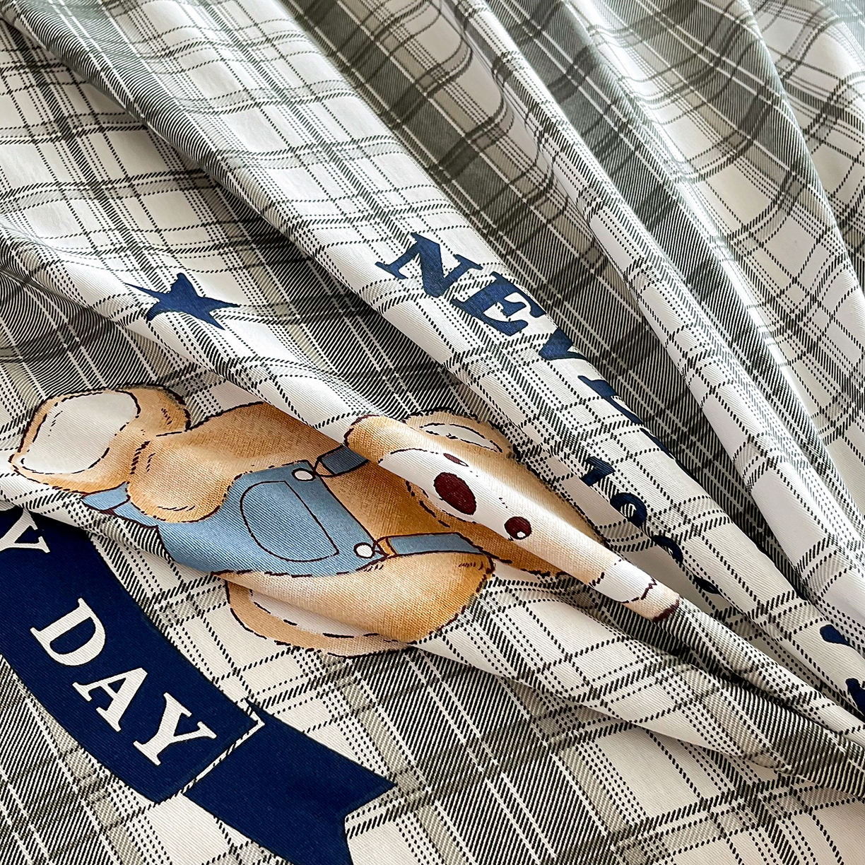 91家纺网 家纺一手货源 找家纺 禧安居 2025新款高支高密活性印染全棉印花四件套全棉四件套三件套被套（支持定制尺寸） 米乐-蓝