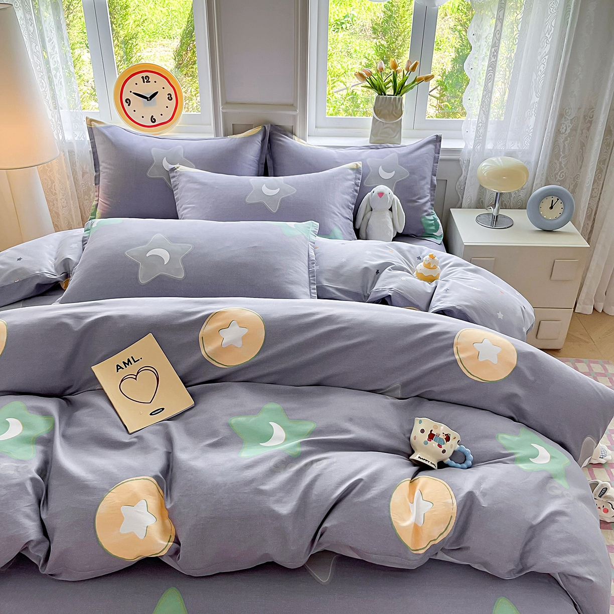 91家纺网 家纺一手货源 找家纺 禧安居 2025新款高支高密活性印染全棉印花四件套全棉四件套三件套被套（支持定制尺寸） 悦动星城