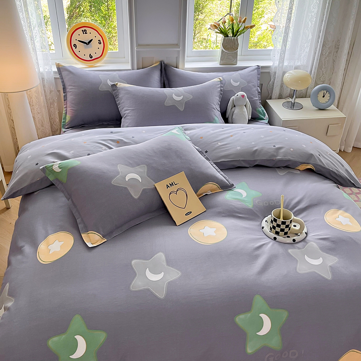 91家纺网 家纺一手货源 找家纺 禧安居 2025新款高支高密活性印染全棉印花四件套全棉四件套三件套被套（支持定制尺寸） 悦动星城