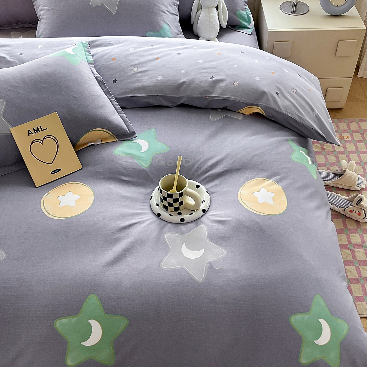 91家纺网 家纺一手货源 找家纺 禧安居 2025新款高支高密活性印染全棉印花四件套全棉四件套三件套被套（支持定制尺寸） 悦动星城