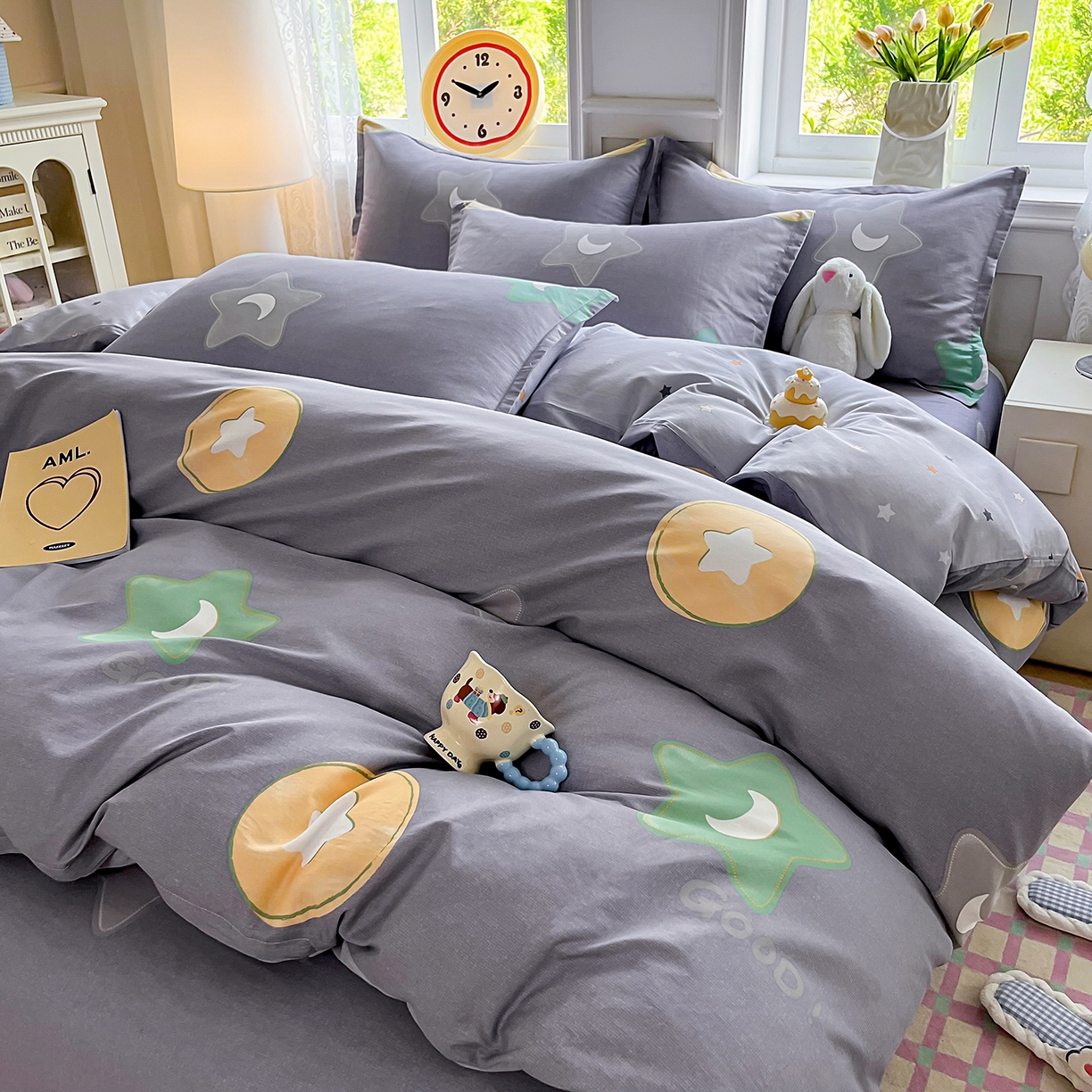 91家纺网 家纺一手货源 找家纺 禧安居 2025新款高支高密活性印染全棉印花四件套全棉四件套三件套被套（支持定制尺寸） 悦动星城