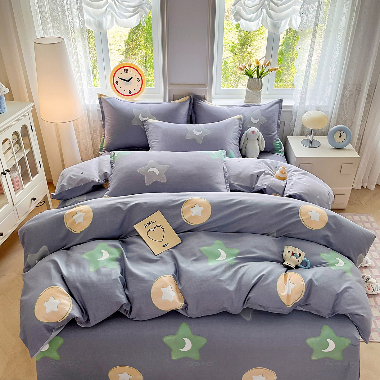 91家纺网 家纺一手货源 找家纺 禧安居 2025新款高支高密活性印染全棉印花四件套全棉四件套三件套被套（支持定制尺寸） 悦动星城