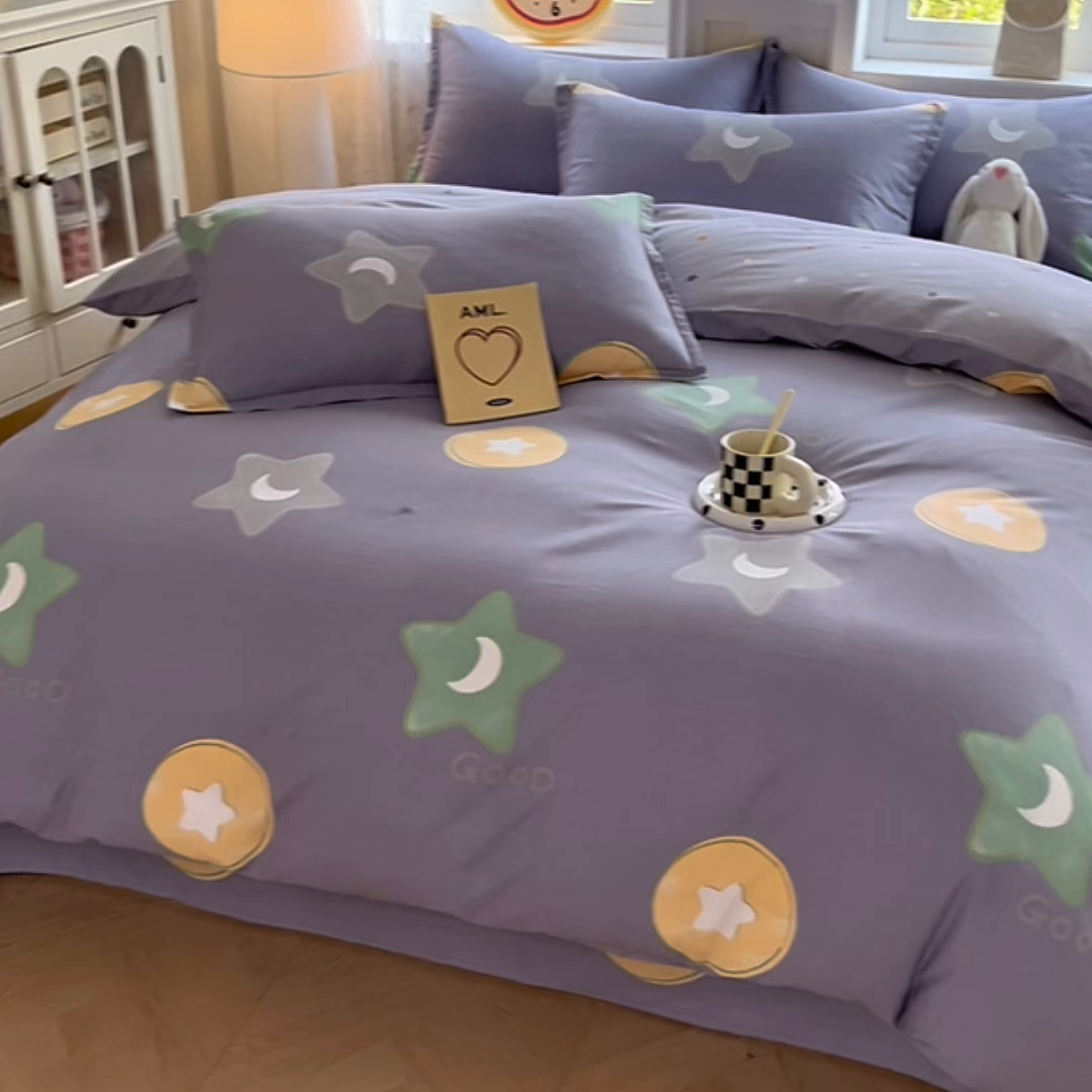 91家纺网 家纺一手货源 找家纺 禧安居 2025新款高支高密活性印染全棉印花四件套全棉四件套三件套被套（支持定制尺寸） 悦动星城