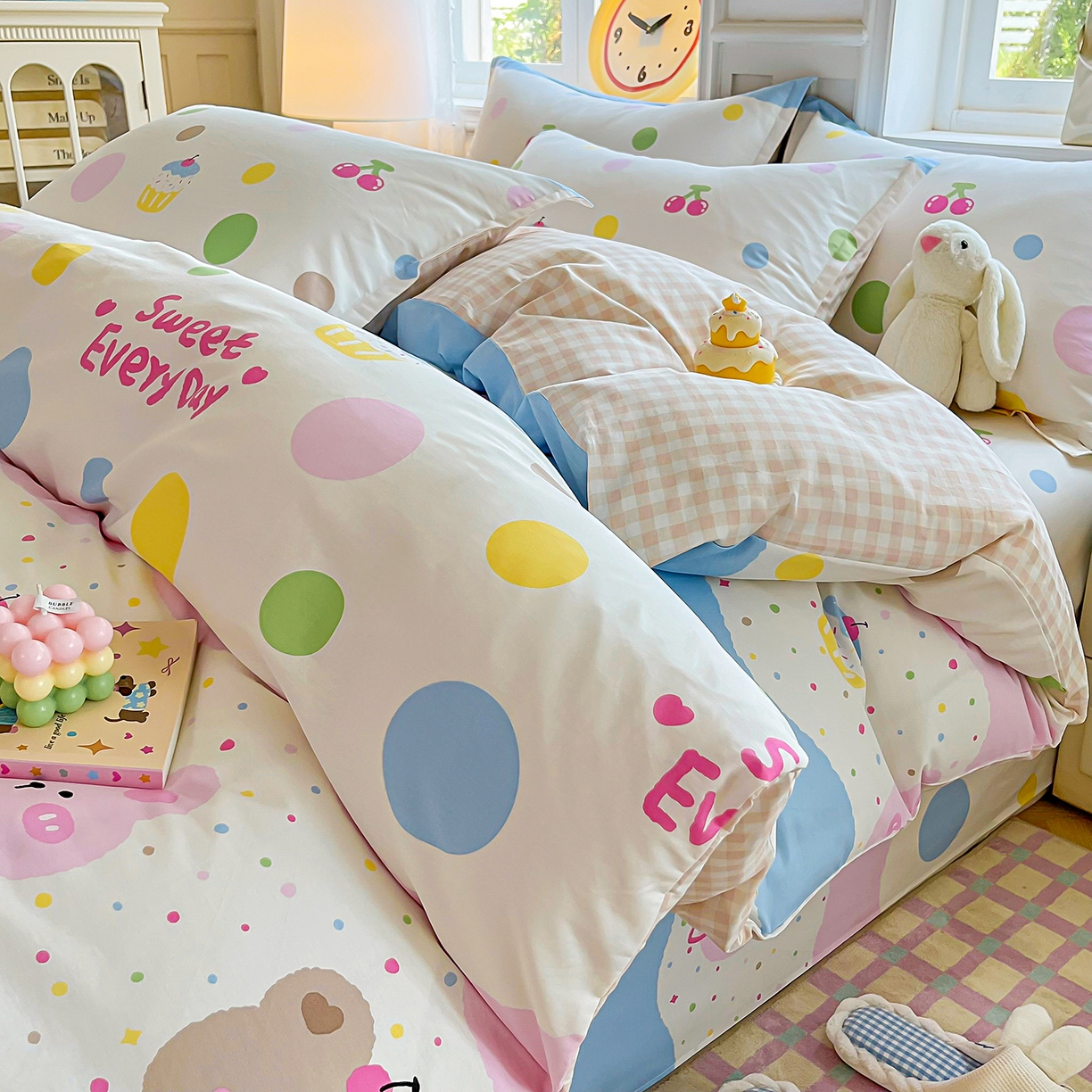 91家纺网 家纺一手货源 找家纺 禧安居 2025新款高支高密活性印染全棉印花被套全棉被套单被套 彩萌伙伴