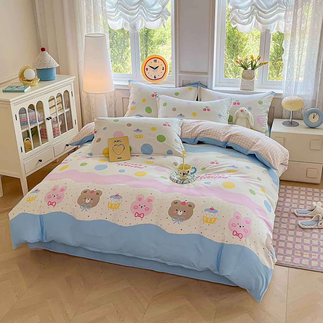 91家纺网 家纺一手货源 找家纺 禧安居 2025新款高支高密活性印染全棉印花被套全棉被套单被套 彩萌伙伴