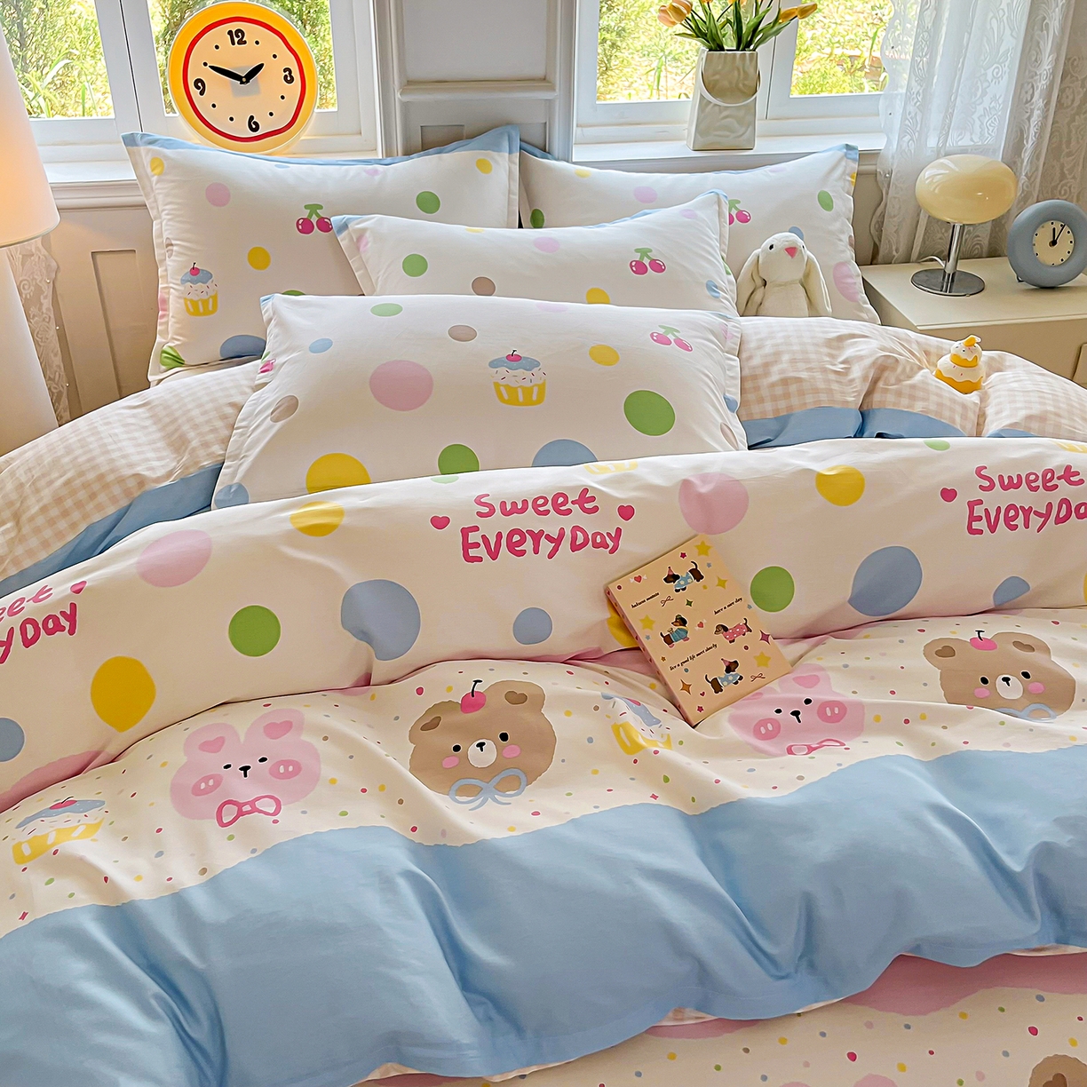 91家纺网 家纺一手货源 找家纺 禧安居 2025新款高支高密活性印染全棉印花被套全棉被套单被套 彩萌伙伴