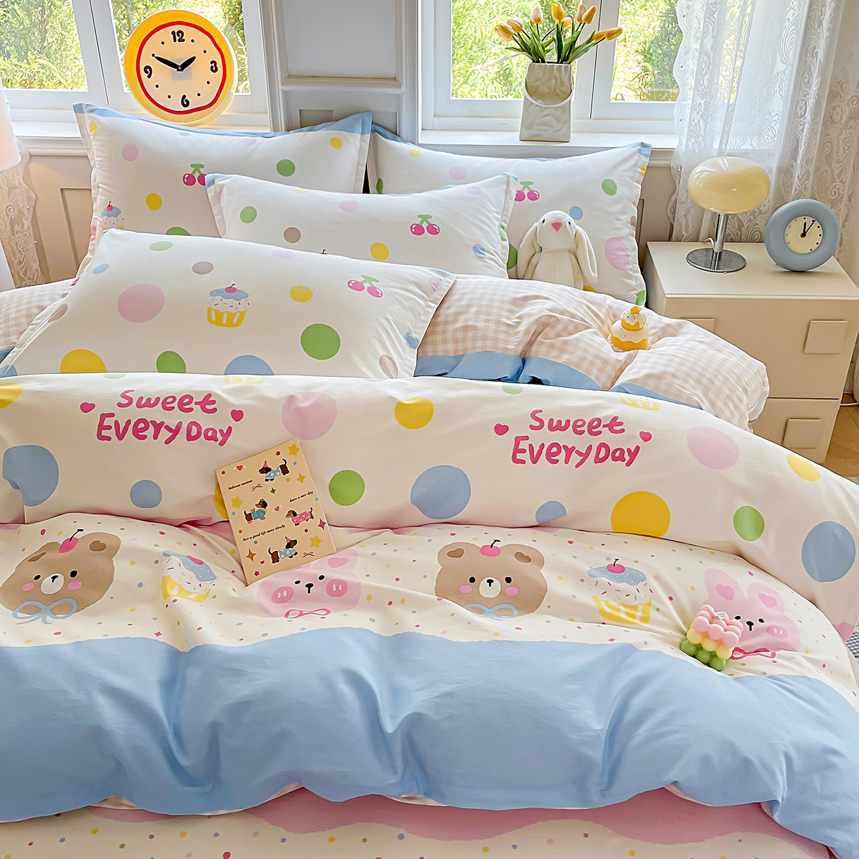 91家纺网 家纺一手货源 找家纺 禧安居 2025新款高支高密活性印染全棉印花被套全棉被套单被套 彩萌伙伴