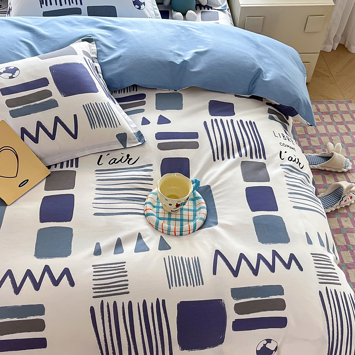 91家纺网 家纺一手货源 找家纺 禧安居 2025新款高支高密活性印染全棉印花被套全棉被套单被套 海盐薄荷