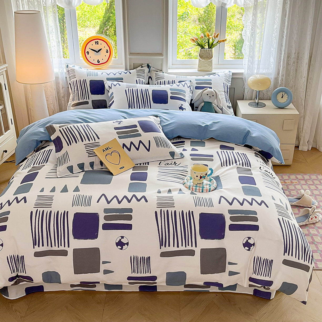 91家纺网 家纺一手货源 找家纺 禧安居 2025新款高支高密活性印染全棉印花被套全棉被套单被套 海盐薄荷