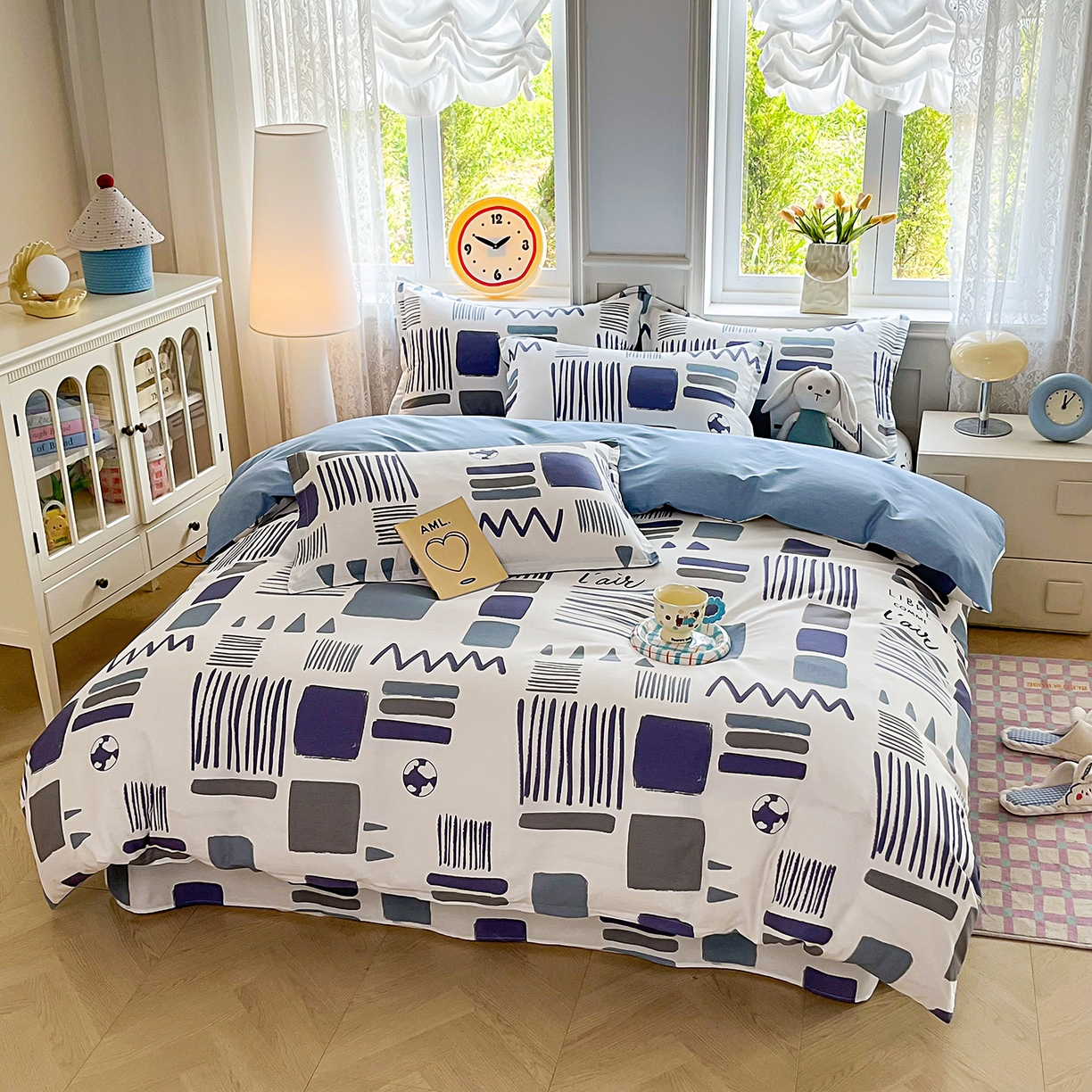 91家纺网 家纺一手货源 找家纺 禧安居 2025新款高支高密活性印染全棉印花被套全棉被套单被套 海盐薄荷