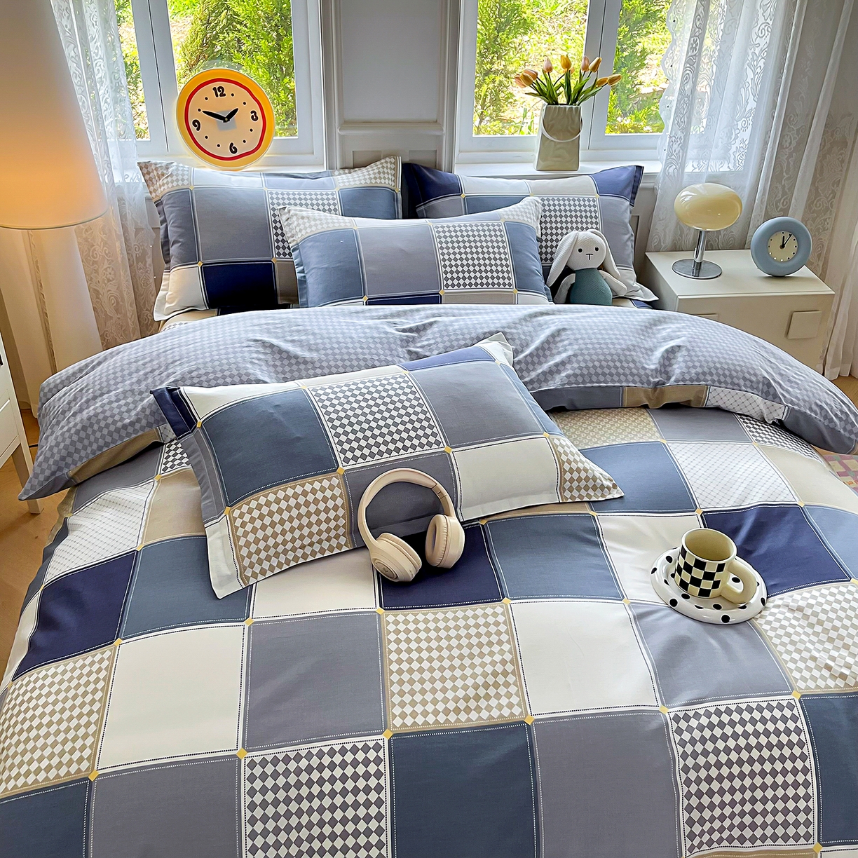 91家纺网 家纺一手货源 找家纺 禧安居 2025新款高支高密活性印染全棉印花被套全棉被套单被套 蓝色垦丁