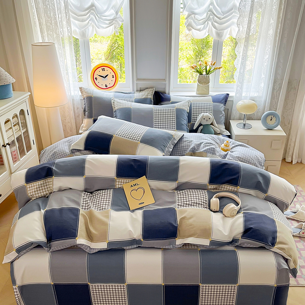 91家纺网 家纺一手货源 找家纺 禧安居 2025新款高支高密活性印染全棉印花被套全棉被套单被套 蓝色垦丁